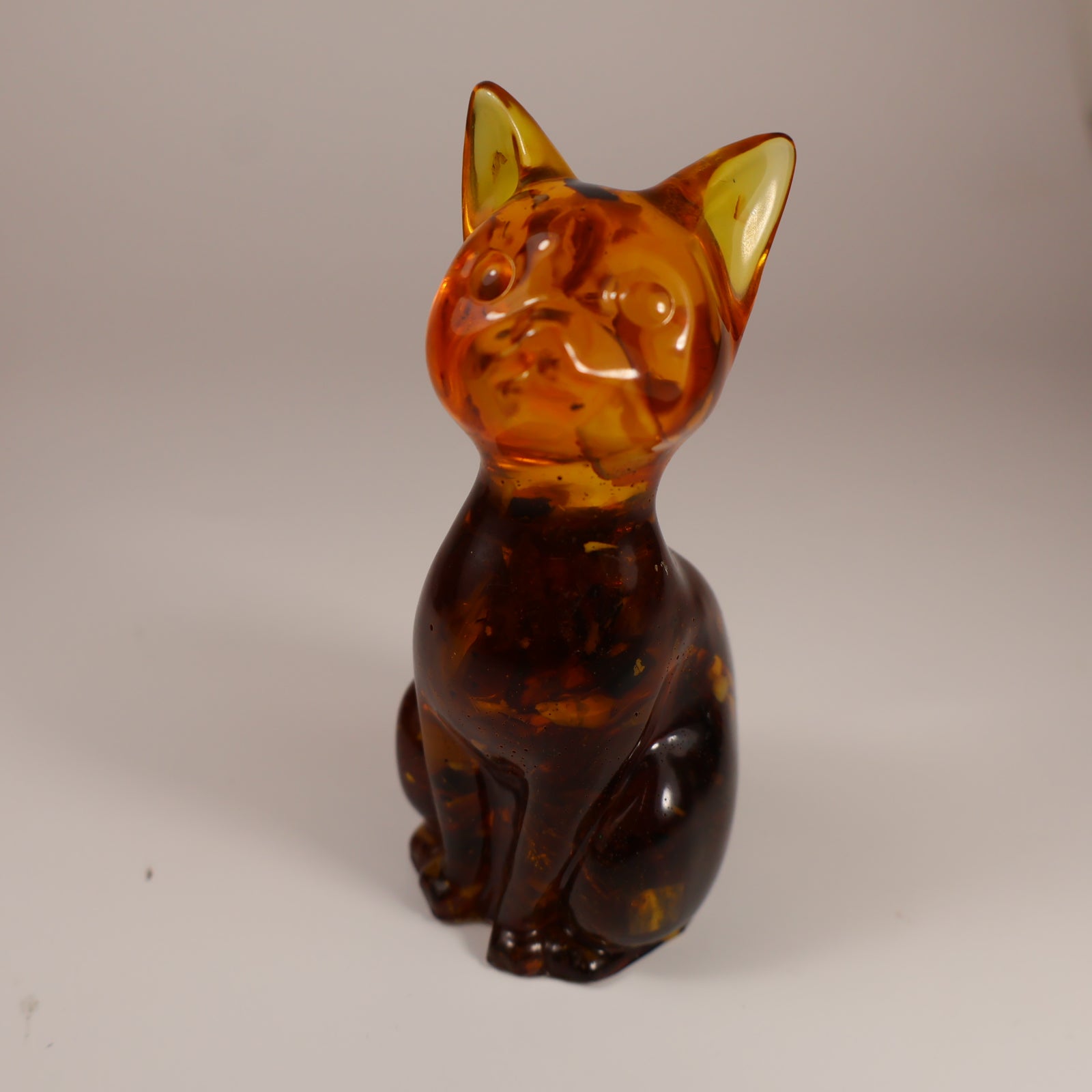 Made in USA — Real Baltic Amber Cat Figurine — Handmade Home Decor — Christmas Gift — Collectible Souvenir — KIZIMA