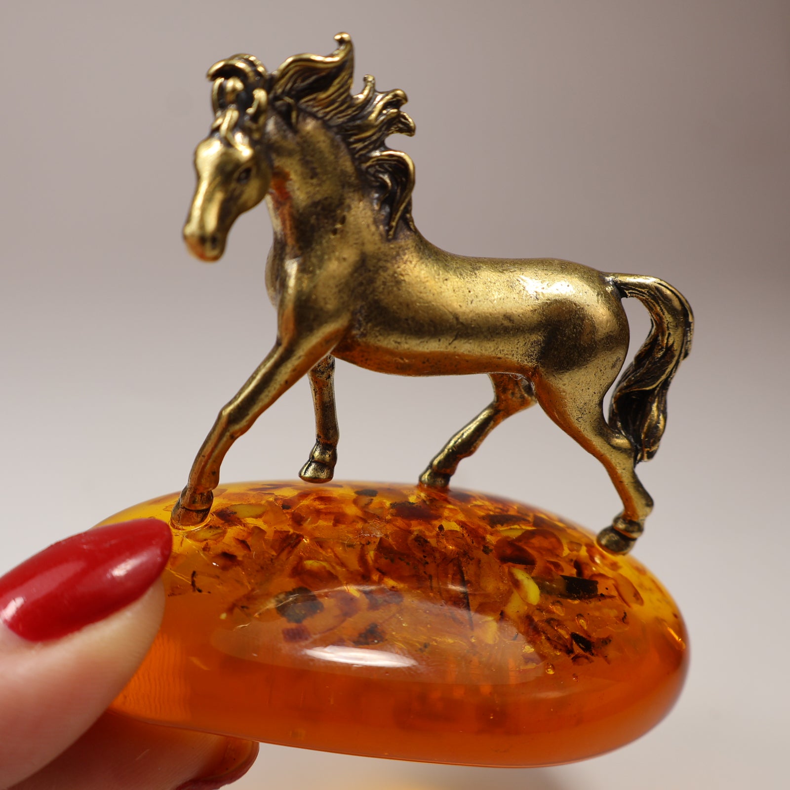 Exclusive Horse Figurine on Natural Baltic Amber | Luxury Business Gift for Him | Handcrafted by KIZIMA USA New York