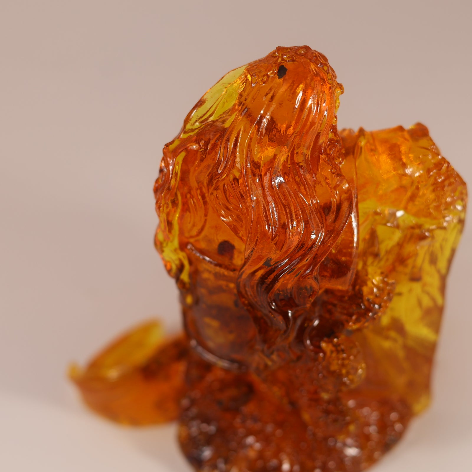 Mermaid Figurine on a Sea Wave, Handmade from Natural Baltic Amber by KIZIMA Brooklyn NY Unique Collectible Ocean Breeze Gift