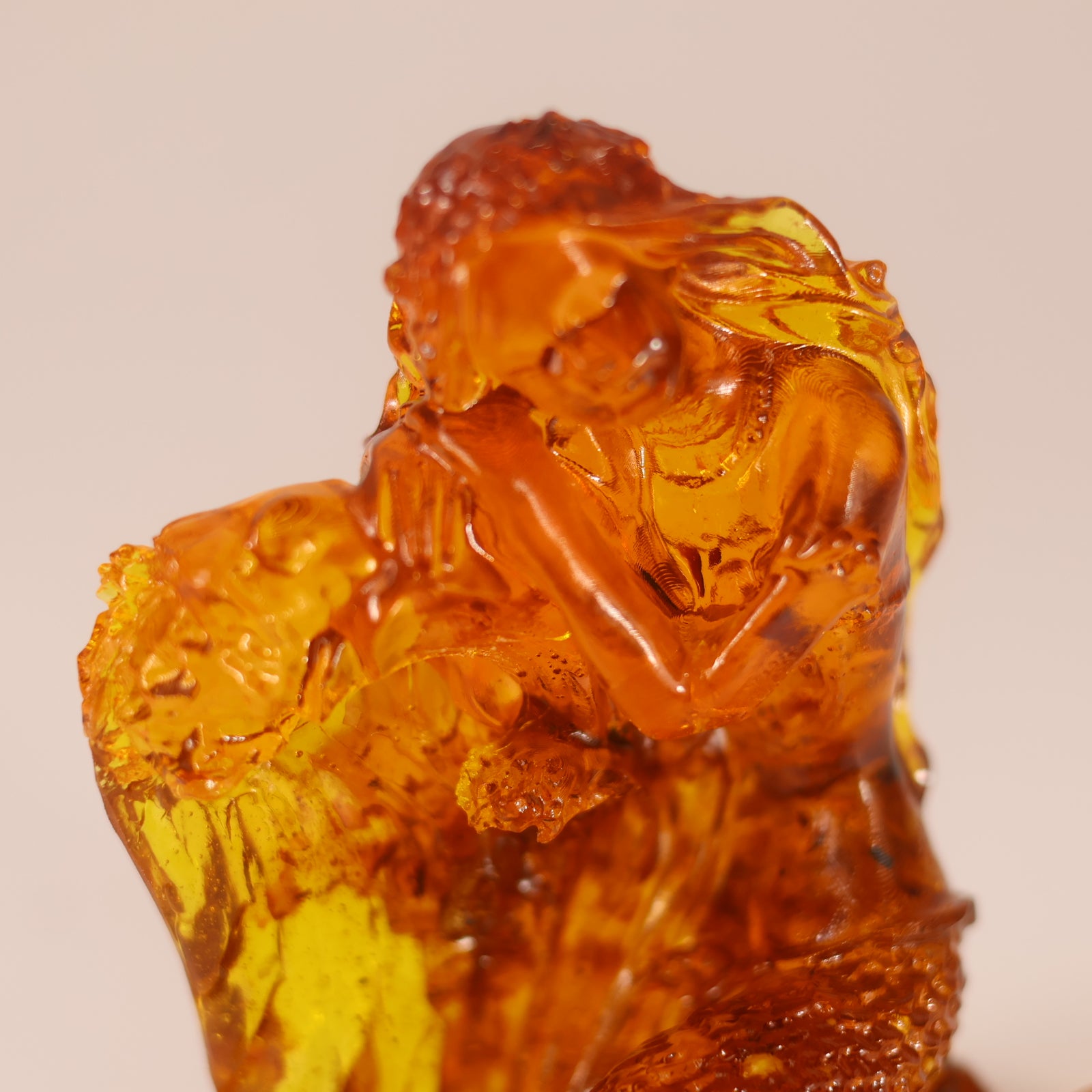 Mermaid Figurine on a Sea Wave, Handmade from Natural Baltic Amber by KIZIMA Brooklyn NY Unique Collectible Ocean Breeze Gift