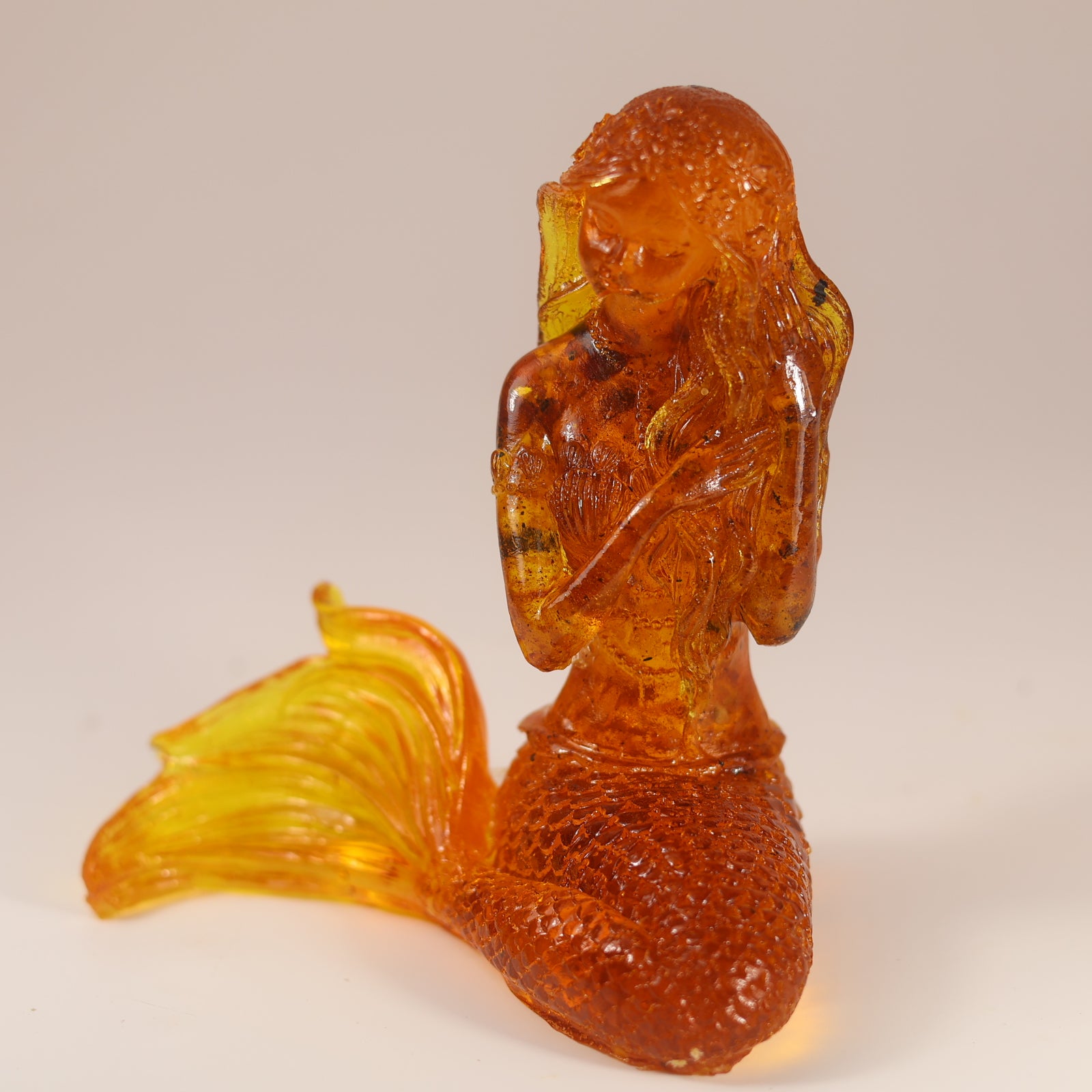 Unique Amber Mermaid Figurine — Genuine Baltic Amber | Handmade by KIZIMA, Brooklyn NY