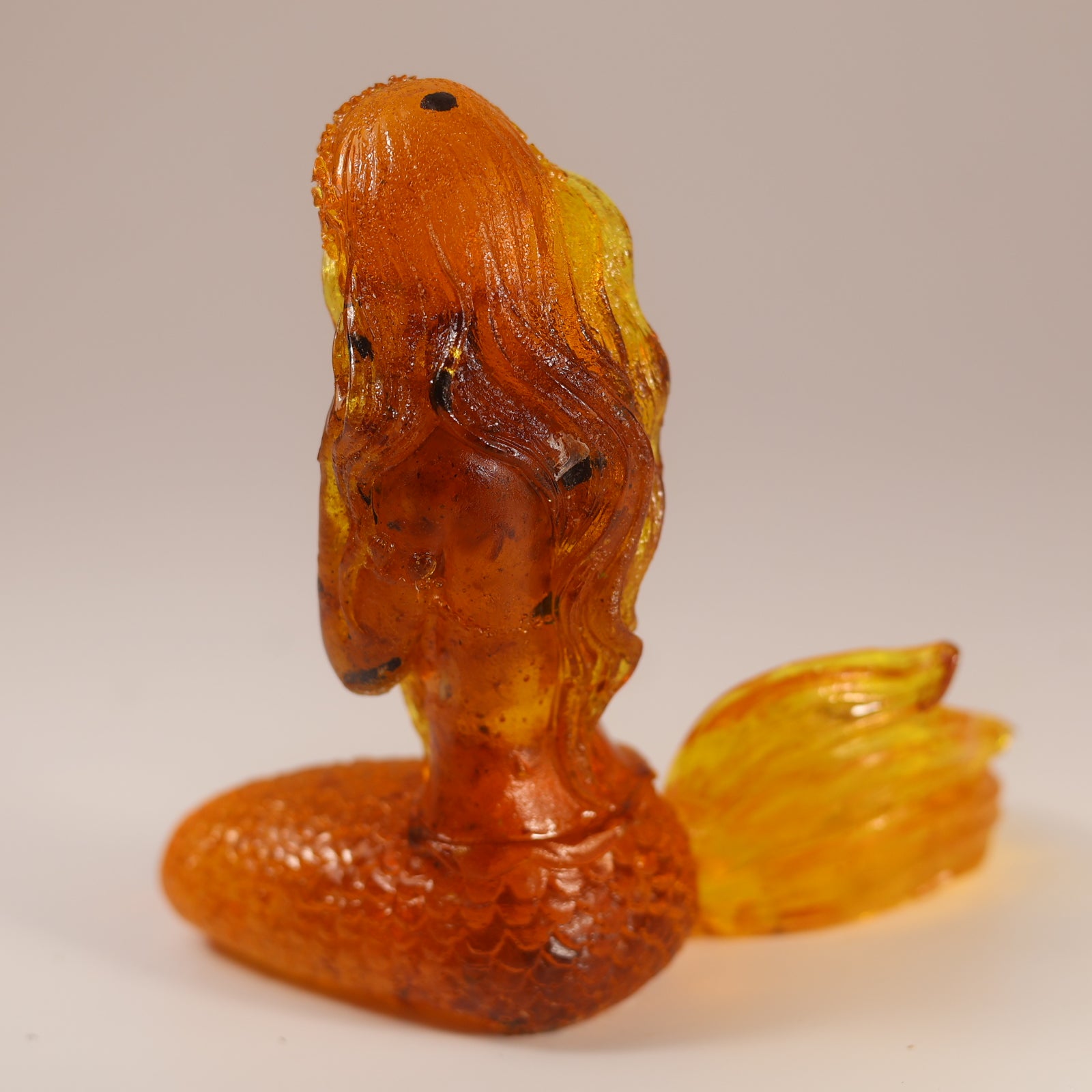 Unique Amber Mermaid Figurine — Genuine Baltic Amber | Handmade by KIZIMA, Brooklyn NY