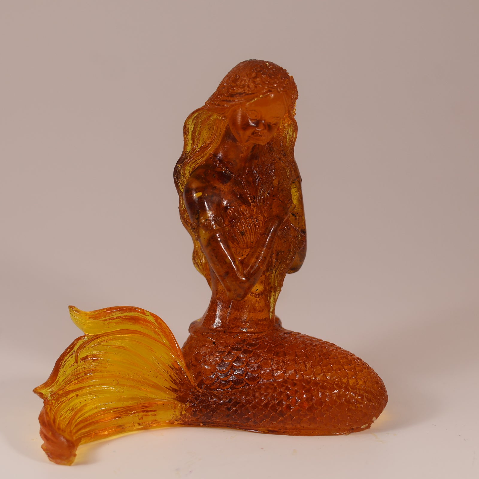 Unique Amber Mermaid Figurine — Genuine Baltic Amber | Handmade by KIZIMA, Brooklyn NY