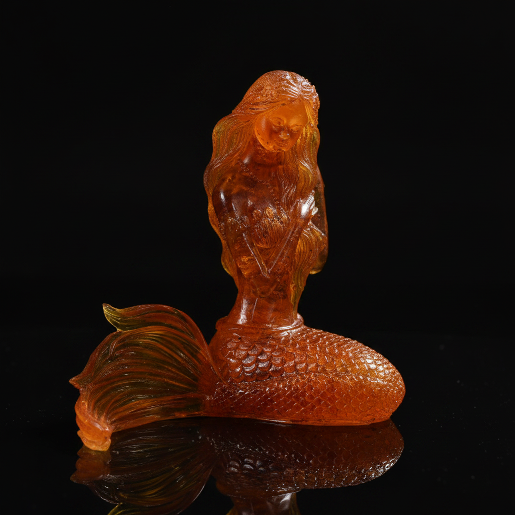 Mermaid Baltic amber figurine by KIZIMA® — handmade in USA, additional view