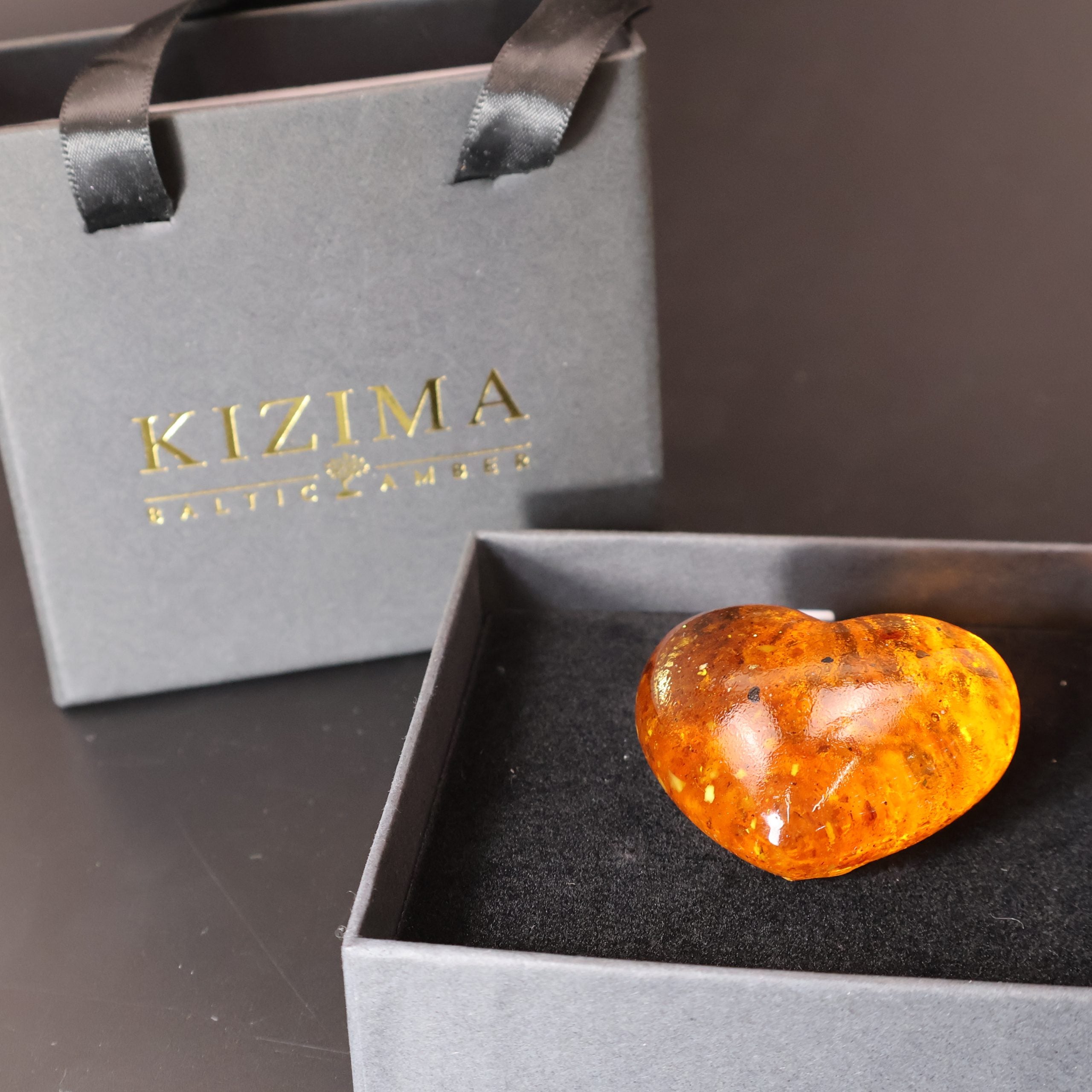 Handmade Amber Heart Sculpture, Valentine’s Day Gift – KIZIMA USA