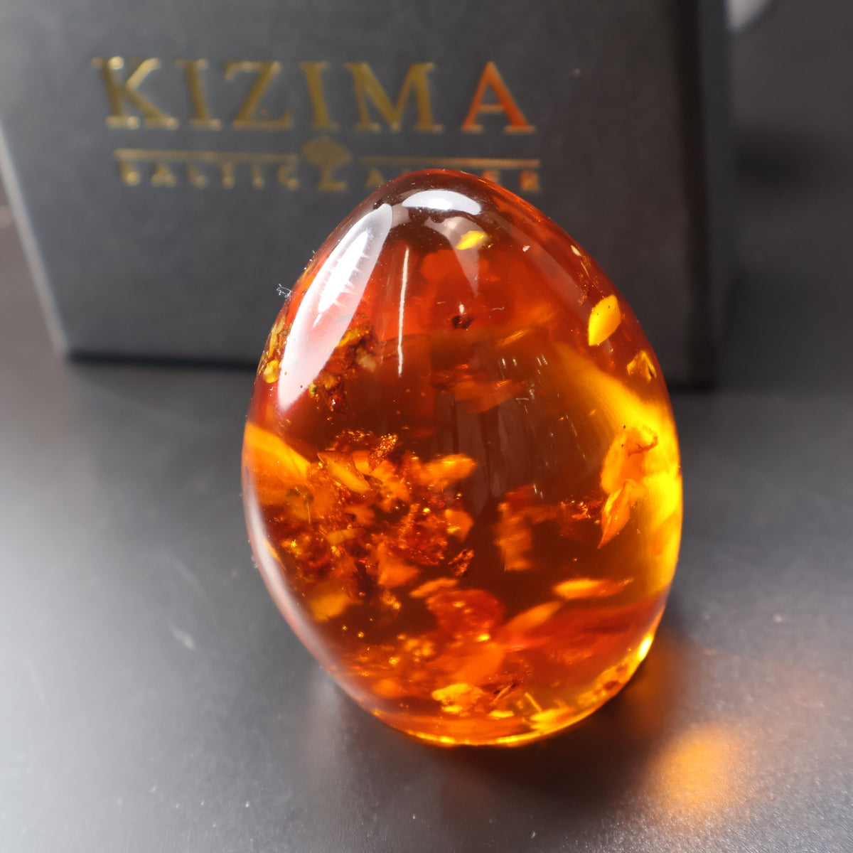 KIZIMA® amber Easter eggs — genuine Baltic amber decor, made in USA, detail view