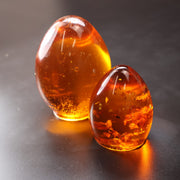 KIZIMA® Easter eggs Baltic amber figurine — genuine amber decor, handmade in USA, detail view