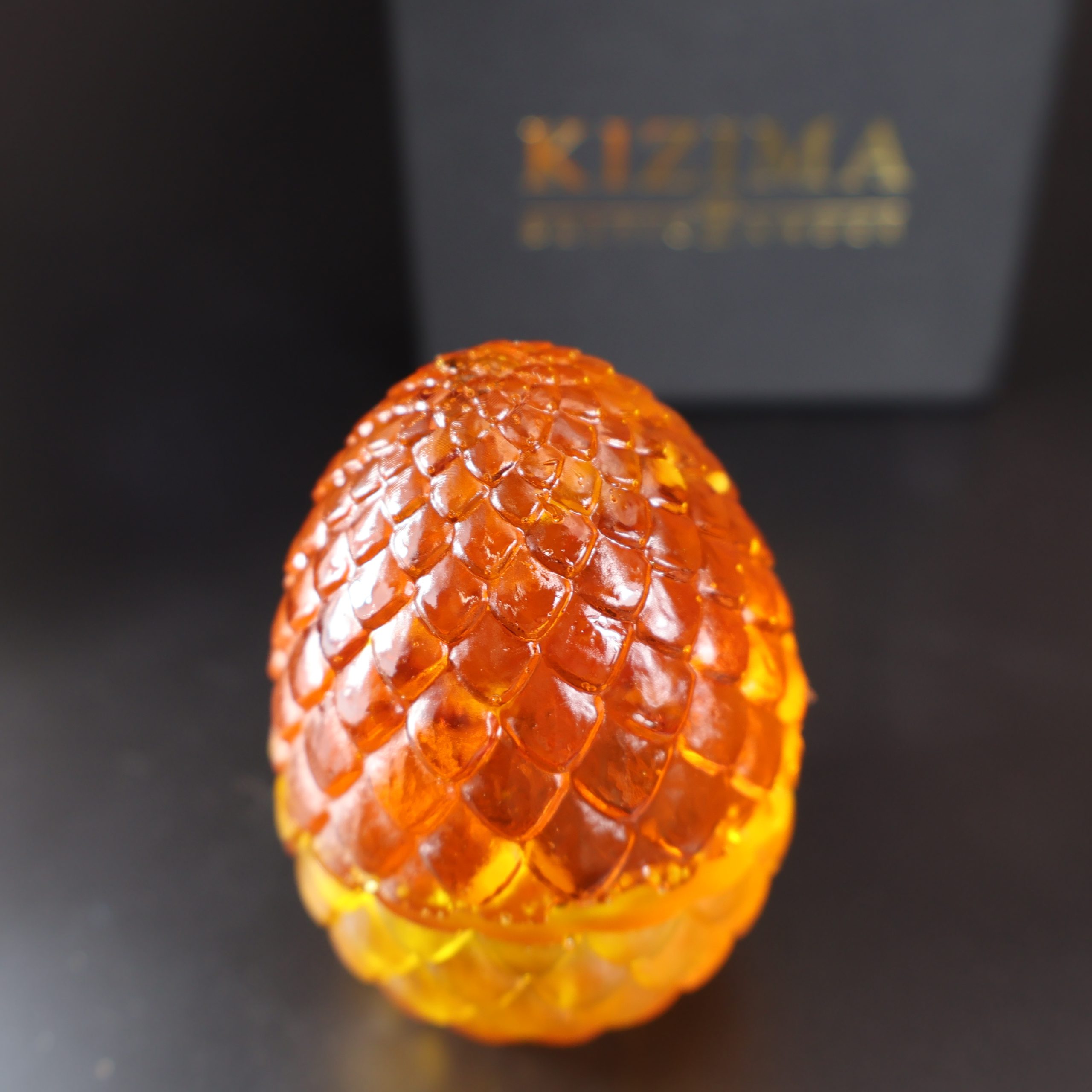 Luxury Easter Amber Gift Box – Carved Egg & Dragon Egg – Handmade by KIZIMA USA