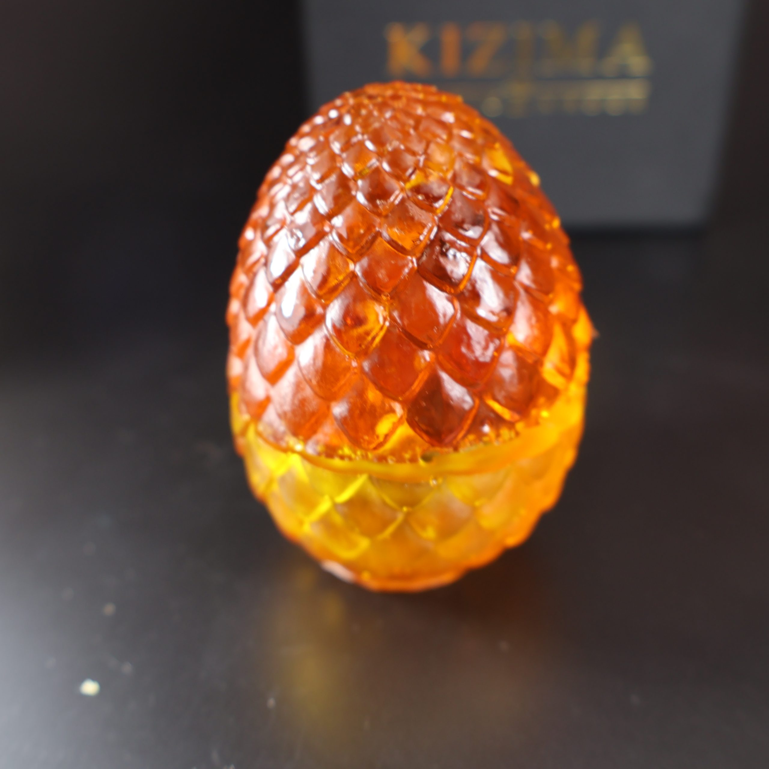 Luxury Easter Amber Gift Box – Carved Egg & Dragon Egg – Handmade by KIZIMA USA