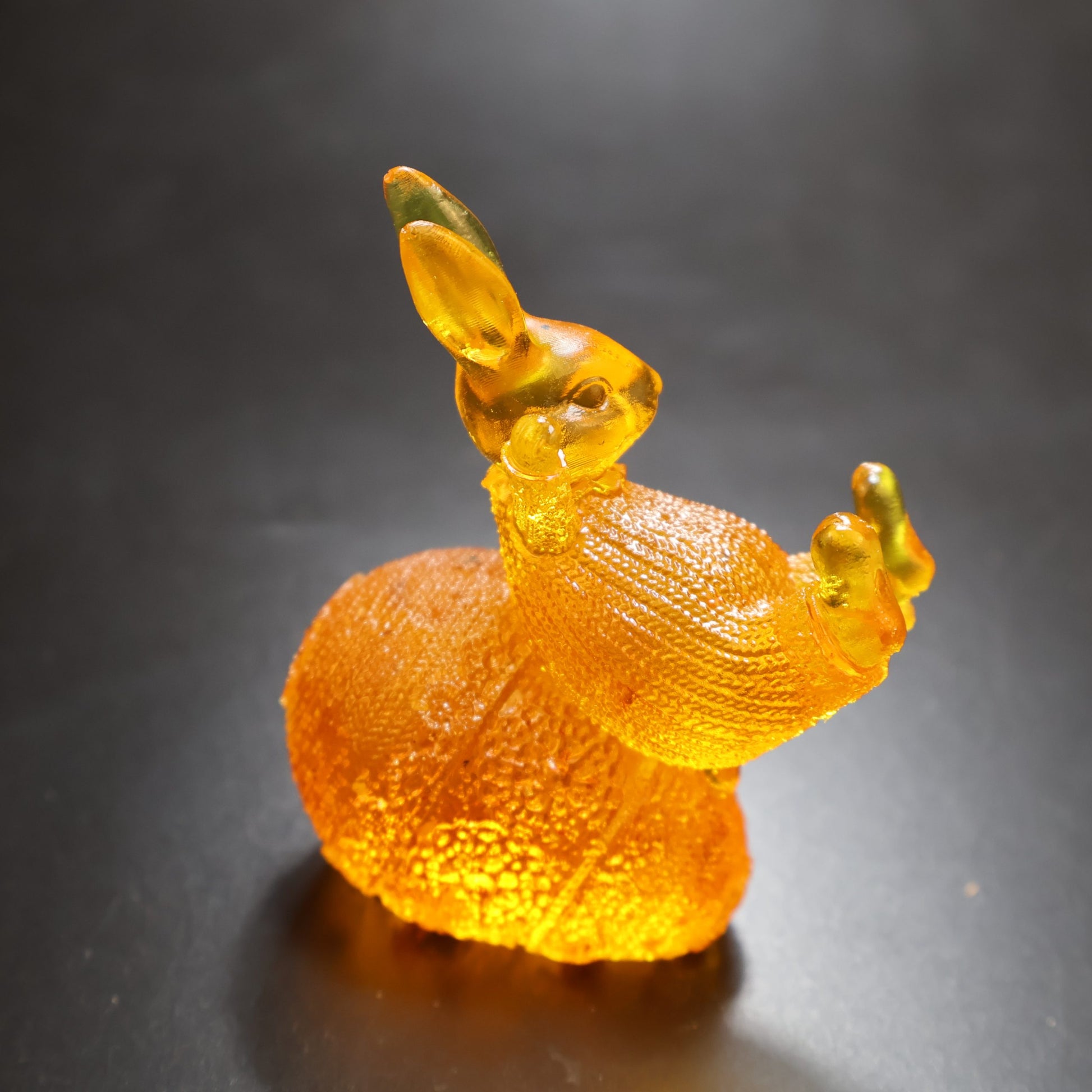 KIZIMA® amber bunny on egg figurine — genuine Baltic amber decor, made in USA, final view