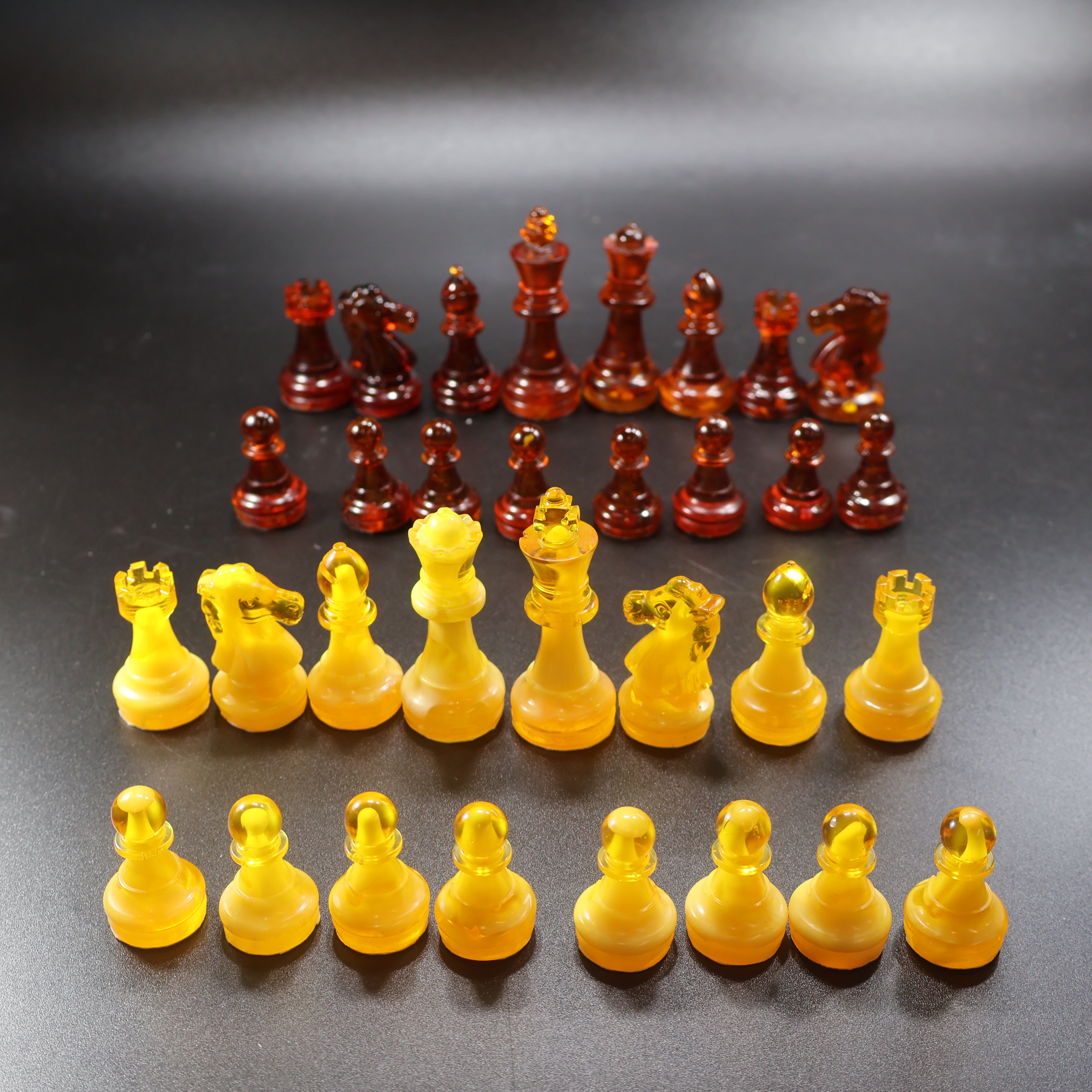 Made in USA Natural Baltic Amber Chess Set with Carved Board KIZIMA®