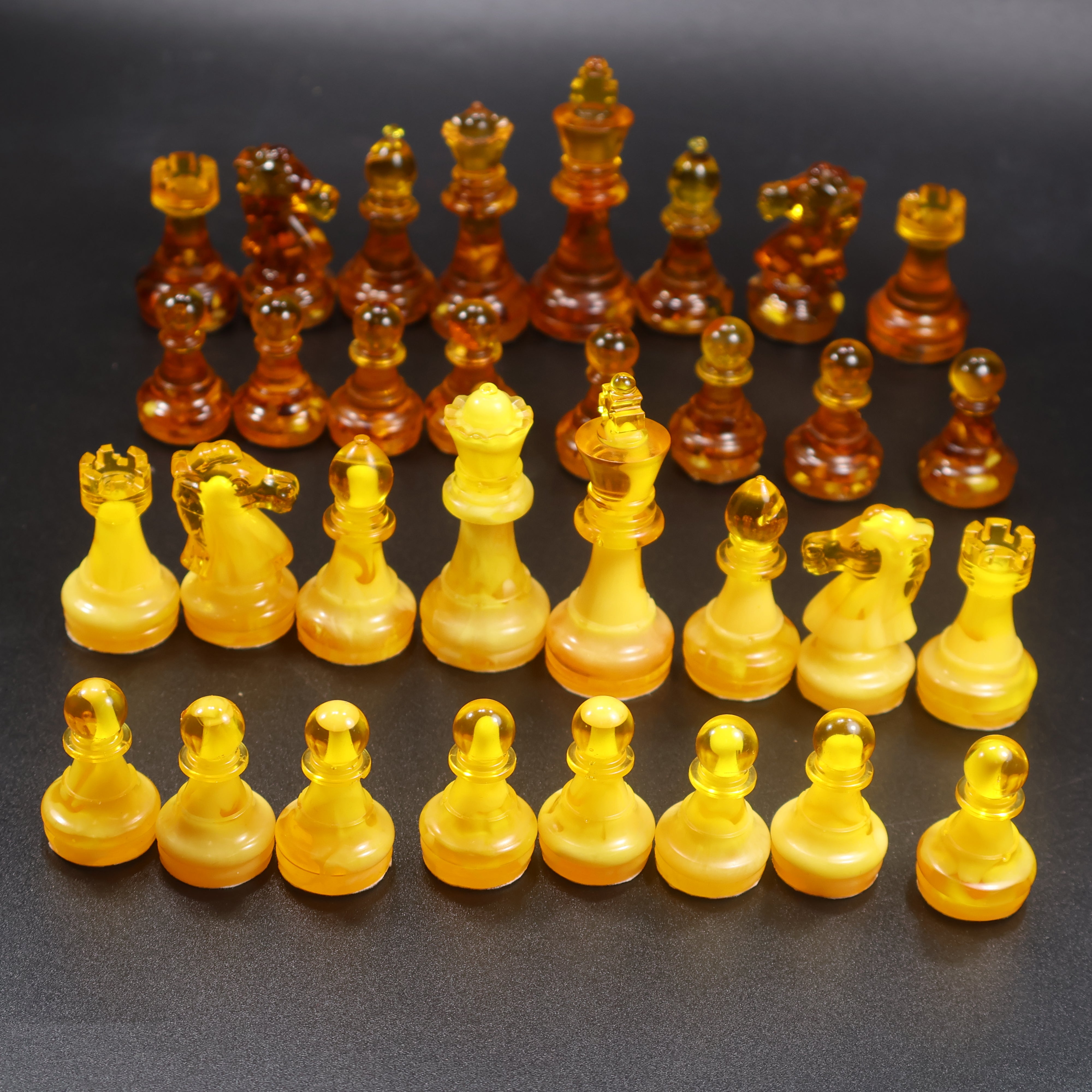 Made in USA Natural Baltic Amber Chess Set with Carved Board KIZIMA®
