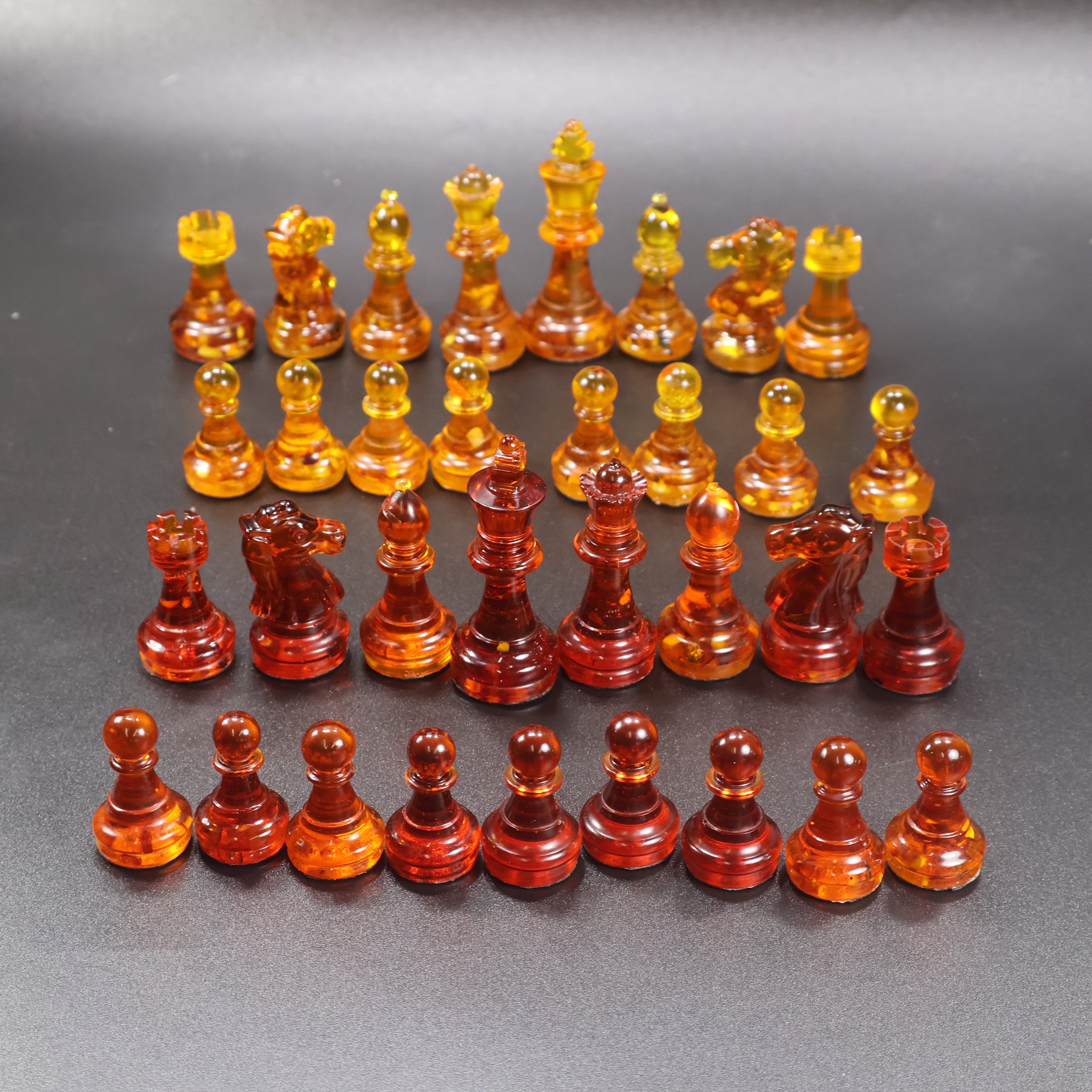 Made in USA Natural Baltic Amber Chess Set with Carved Board KIZIMA®