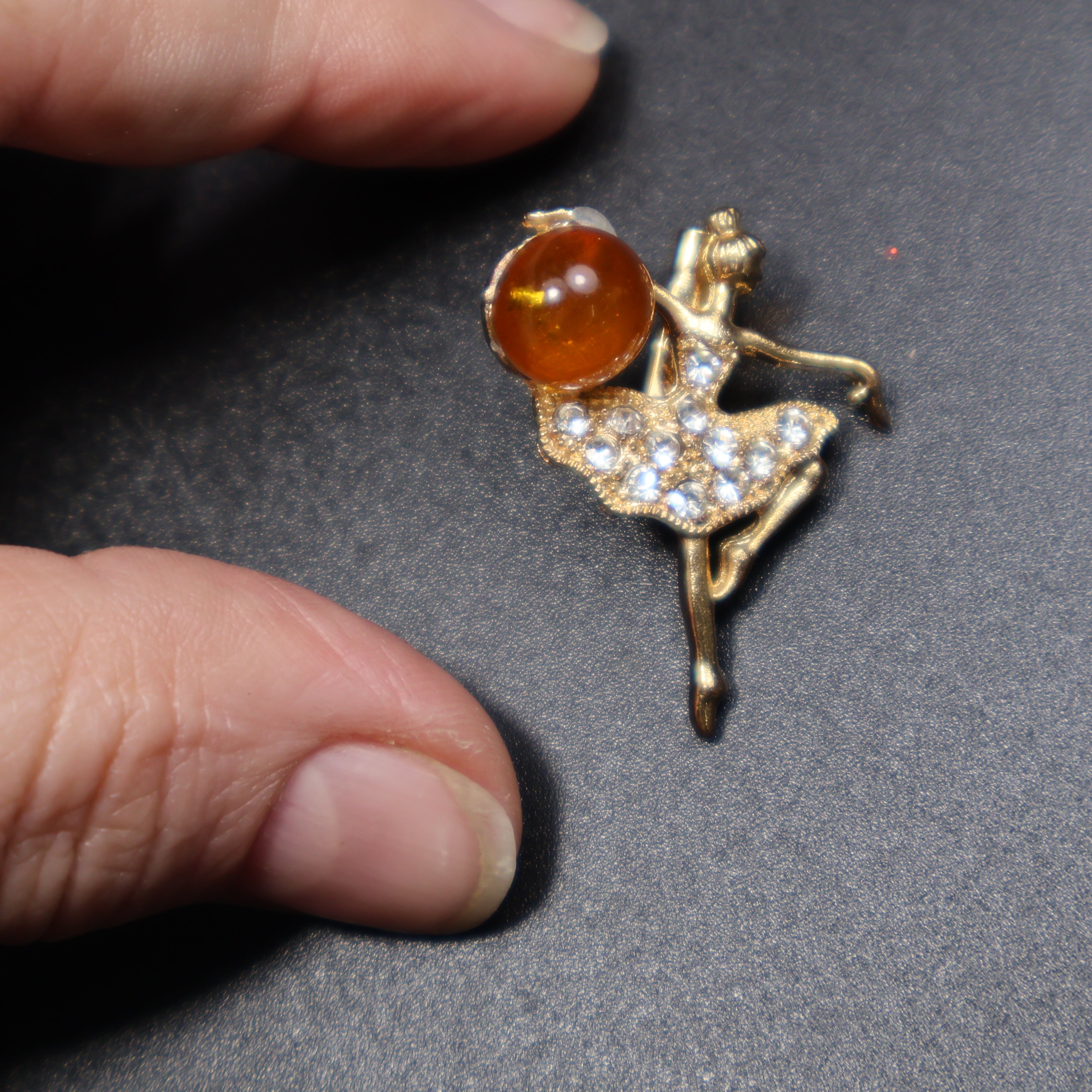 Made in USA Natural Baltic Amber Ballerina Brooch Gift for Her KIZIMA®