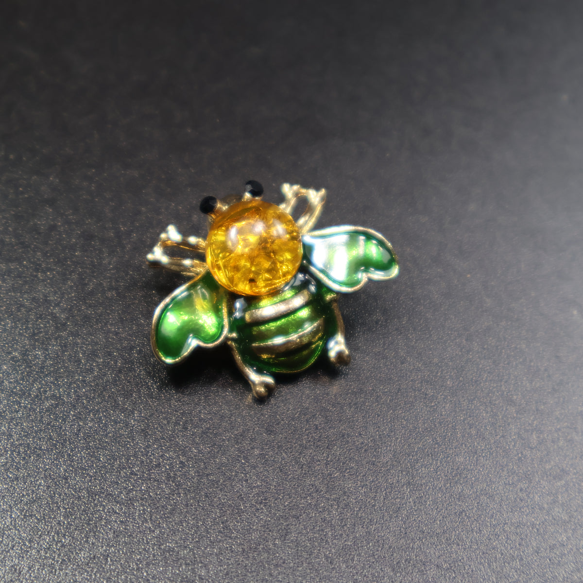 Made in USA Genuine Natural Baltic Amber Bee Brooch by KIZIMA® — handmade amber jewelry, side view