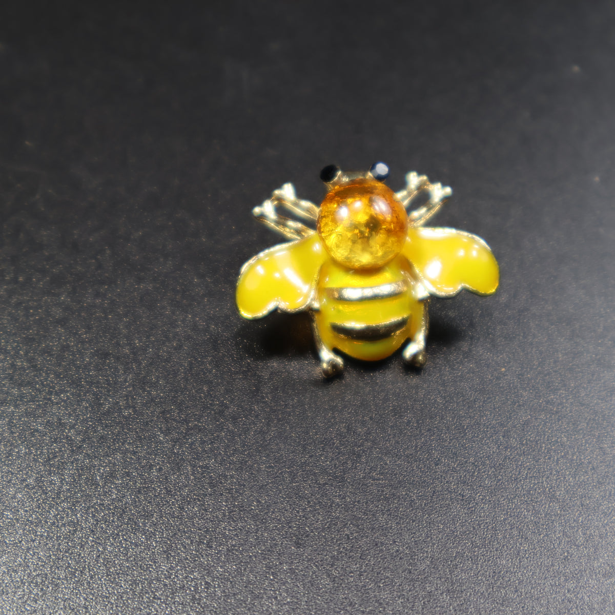 Made in USA Genuine Natural Baltic Amber Bee Brooch by KIZIMA® — handmade amber jewelry, back view with pin