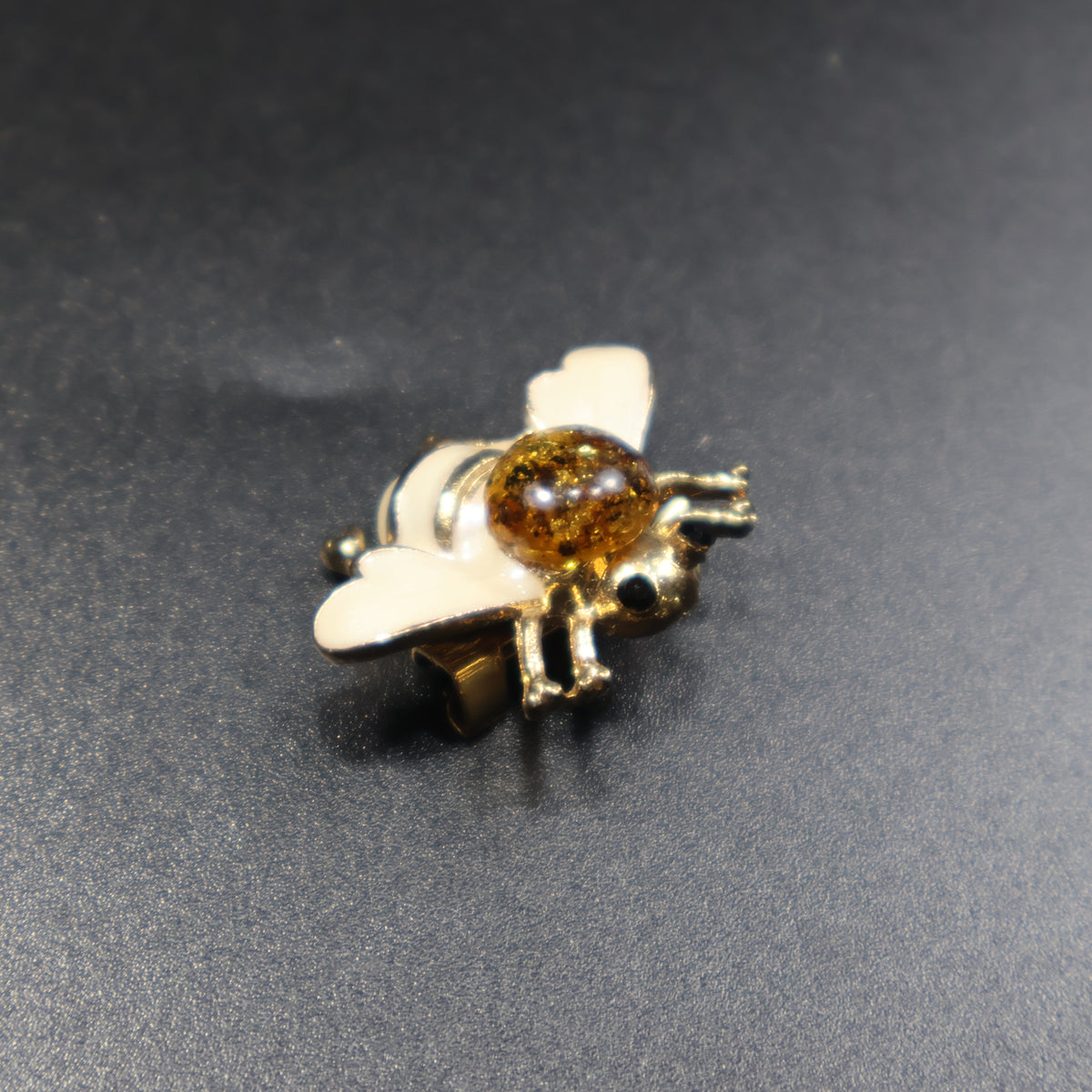 Made in USA Genuine Natural Baltic Amber Bee Brooch by KIZIMA® — handmade amber jewelry, view 16