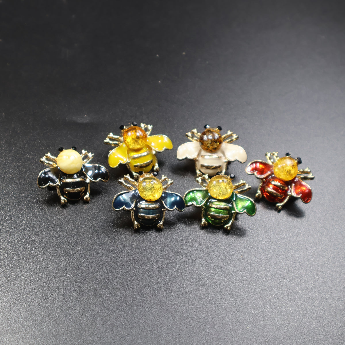 Made in USA Genuine Natural Baltic Amber Bee Brooch by KIZIMA® — handmade amber jewelry, front view