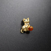 Made in USA Genuine Natural Baltic Amber Gold Cat Brooch KIZIMA®