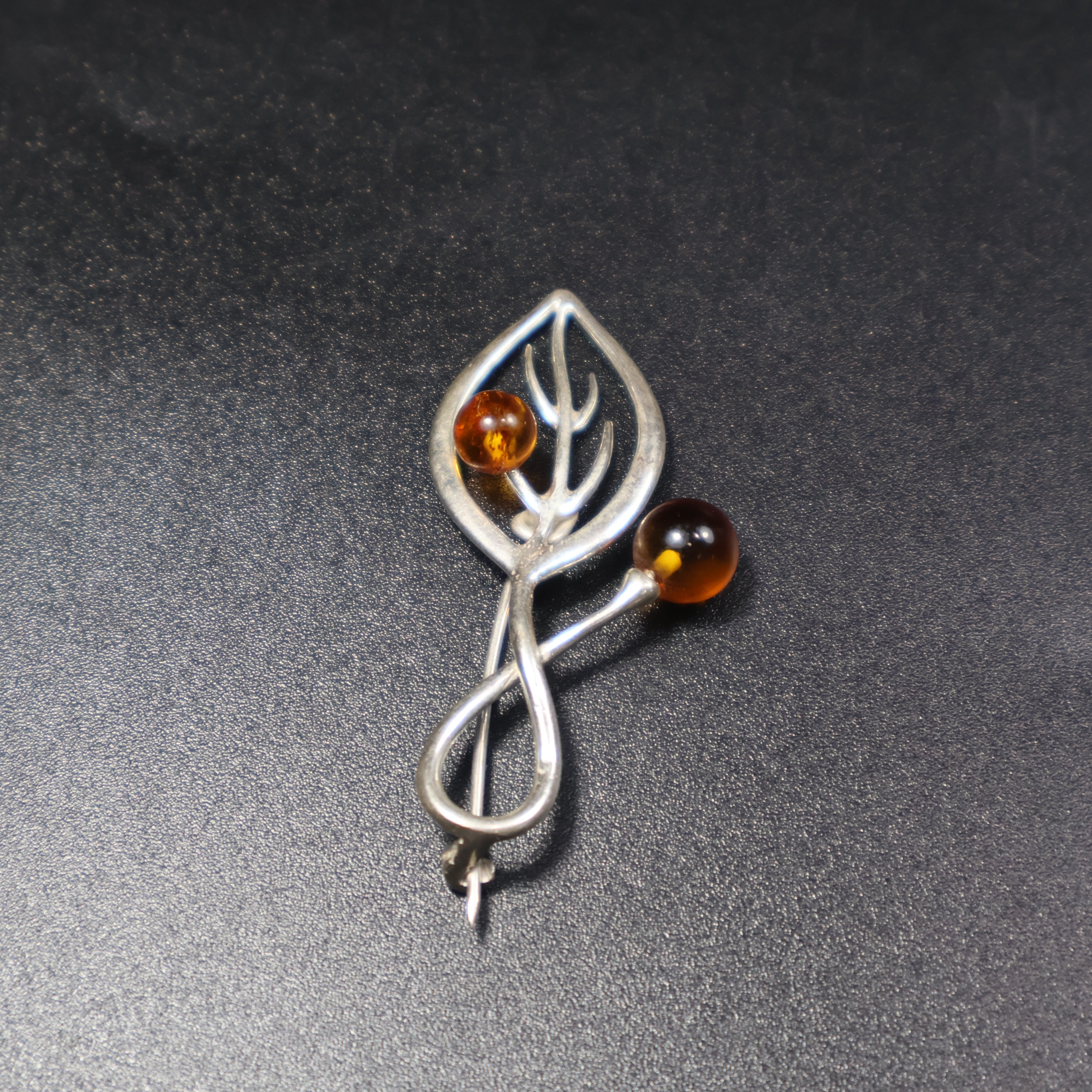 Made in USA Natural Baltic Amber Leaf Brooch Nature Gift for Her KIZIMA®