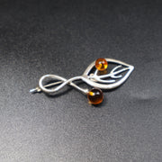 Made in USA Natural Baltic Amber Leaf Brooch Nature Gift for Her KIZIMA®