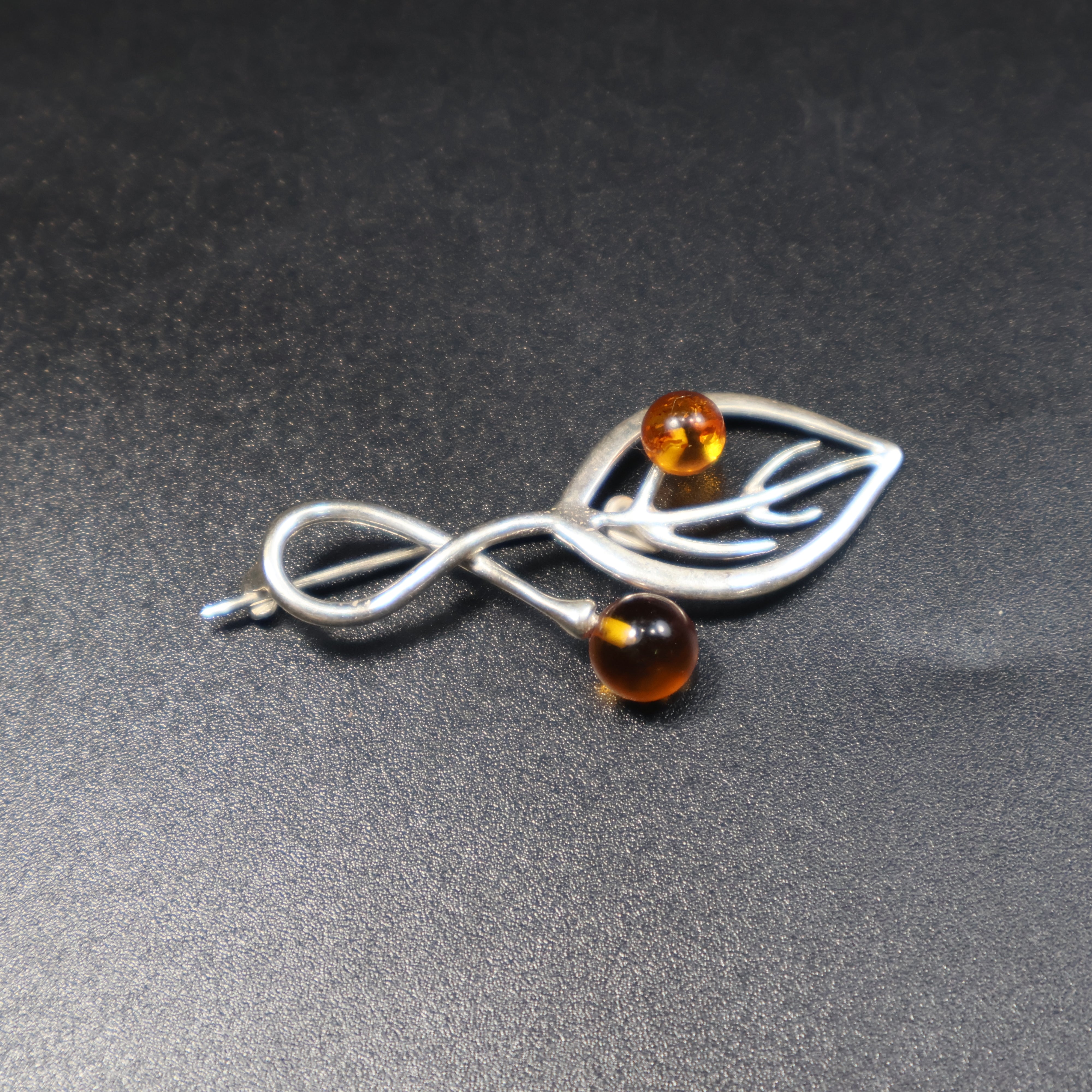 Made in USA Natural Baltic Amber Leaf Brooch Nature Gift for Her KIZIMA®