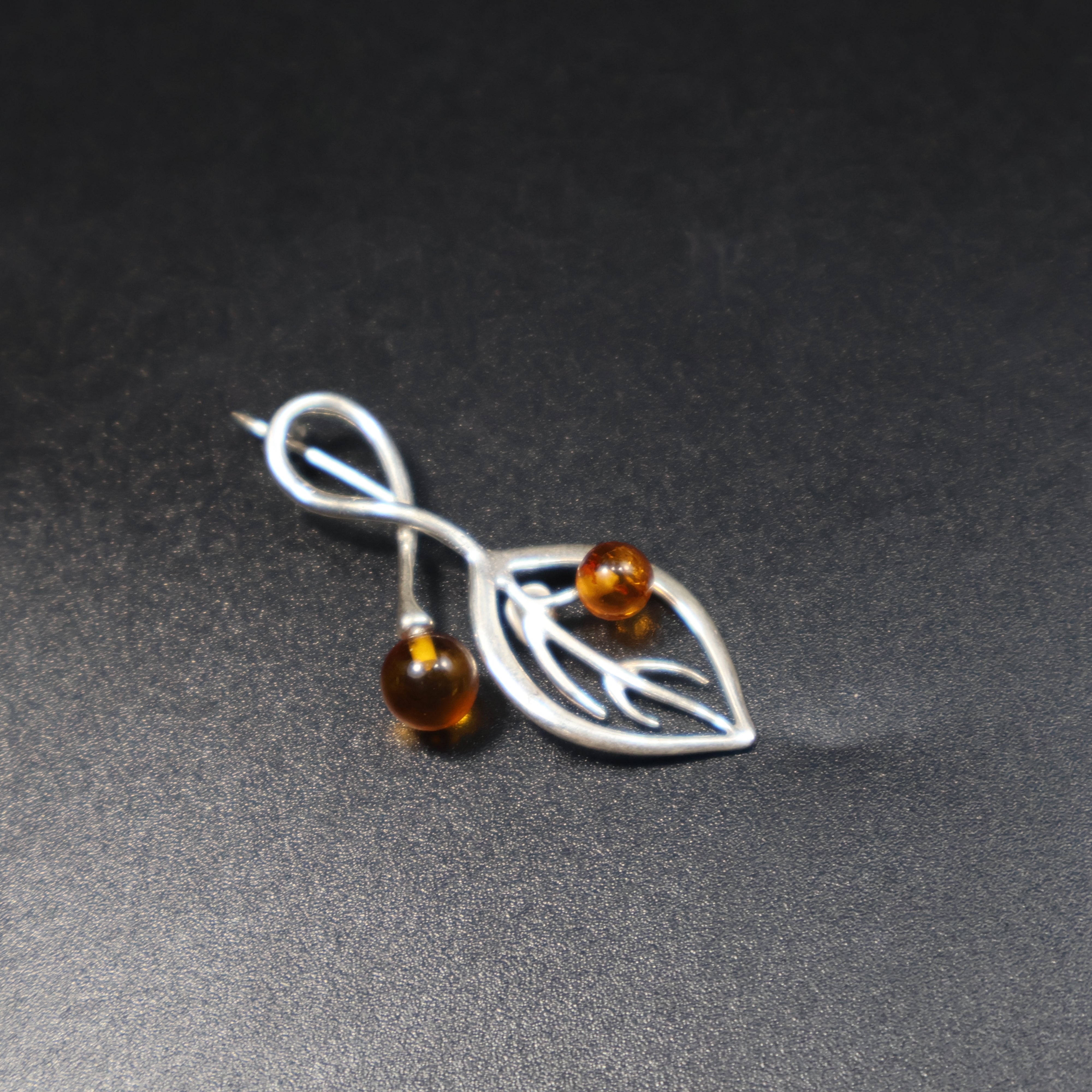 Made in USA Natural Baltic Amber Leaf Brooch Nature Gift for Her KIZIMA®