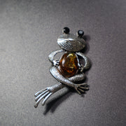 Made in USA Natural Baltic Amber Frog Brooch KIZIMA®