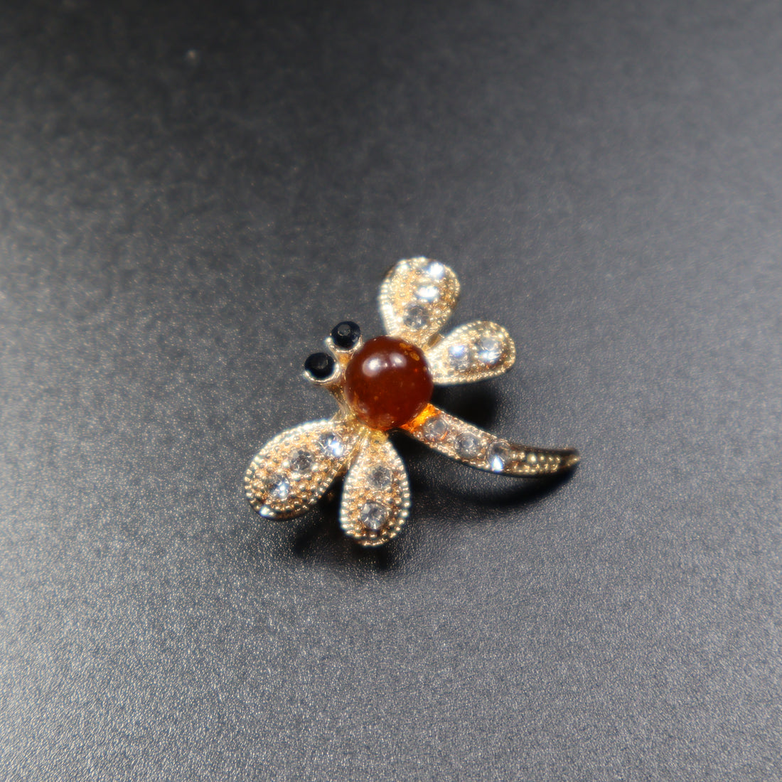 Made in USA Natural Baltic Amber Dragonfly Brooch by KIZIMA® — handmade amber jewelry, front view