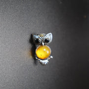 Made in USA Genuine Natural Baltic Amber Owl Brooch (2) KIZIMA®