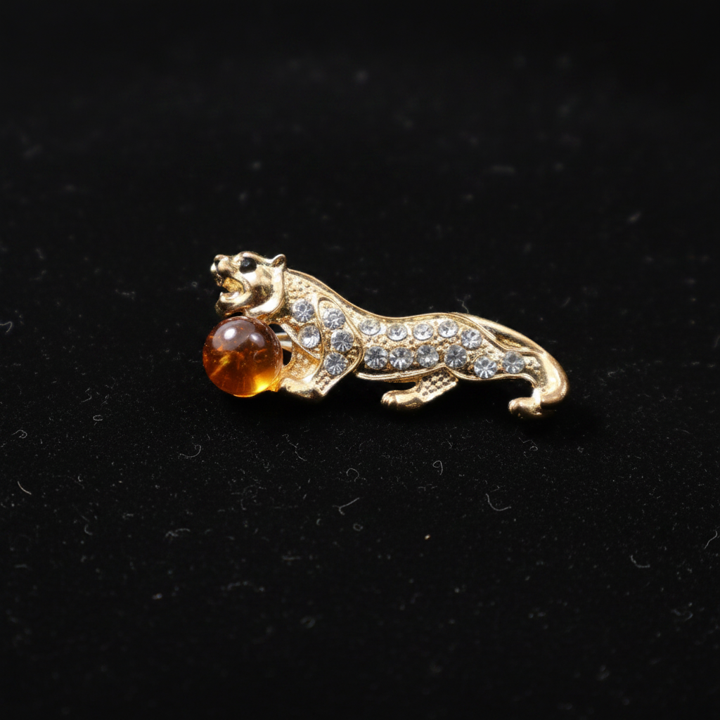 Made in USA Genuine Natural Baltic Amber Zodiac Tiger Brooch KIZIMA®