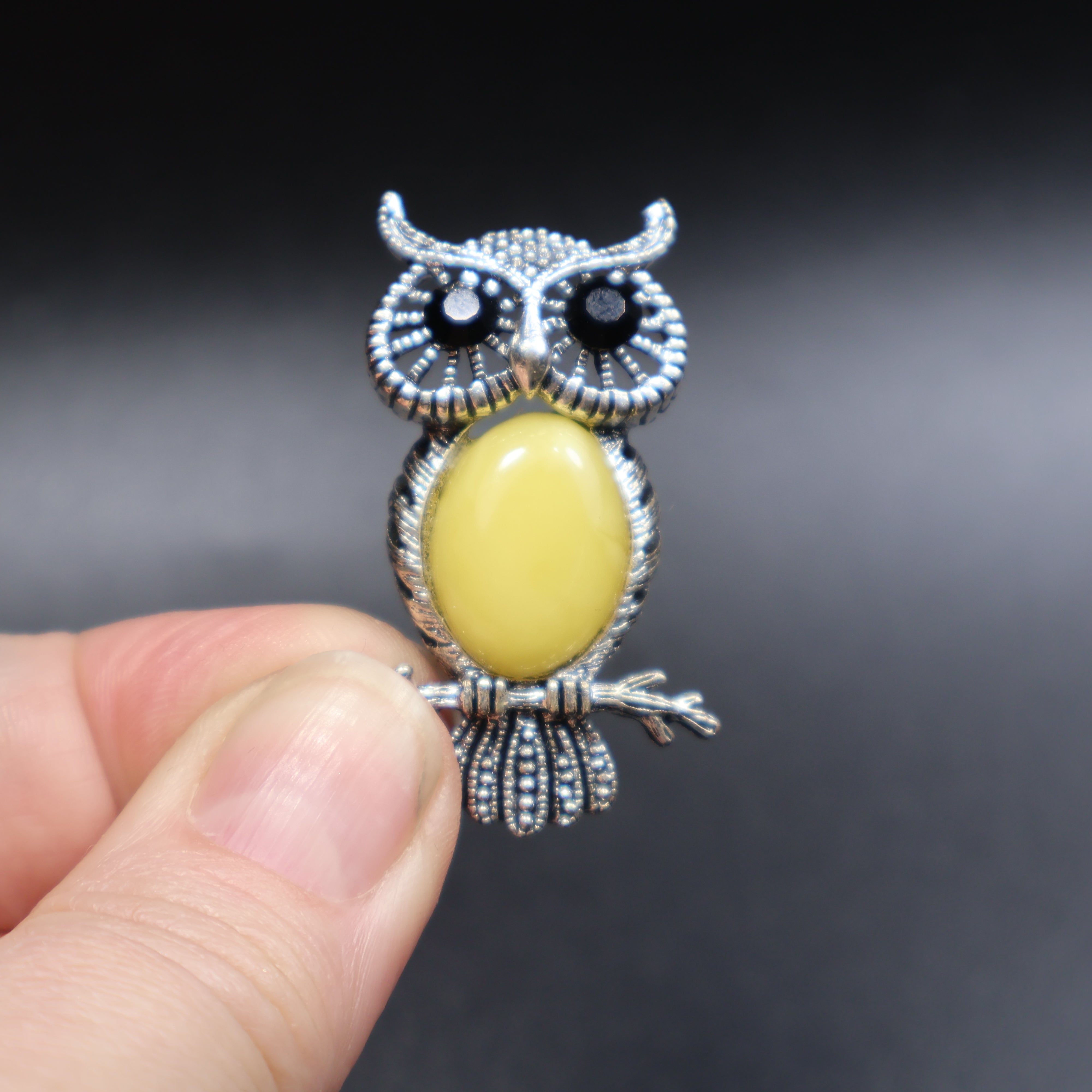 Made in USA Genuine Natural Baltic Amber Owl Brooch KIZIMA®