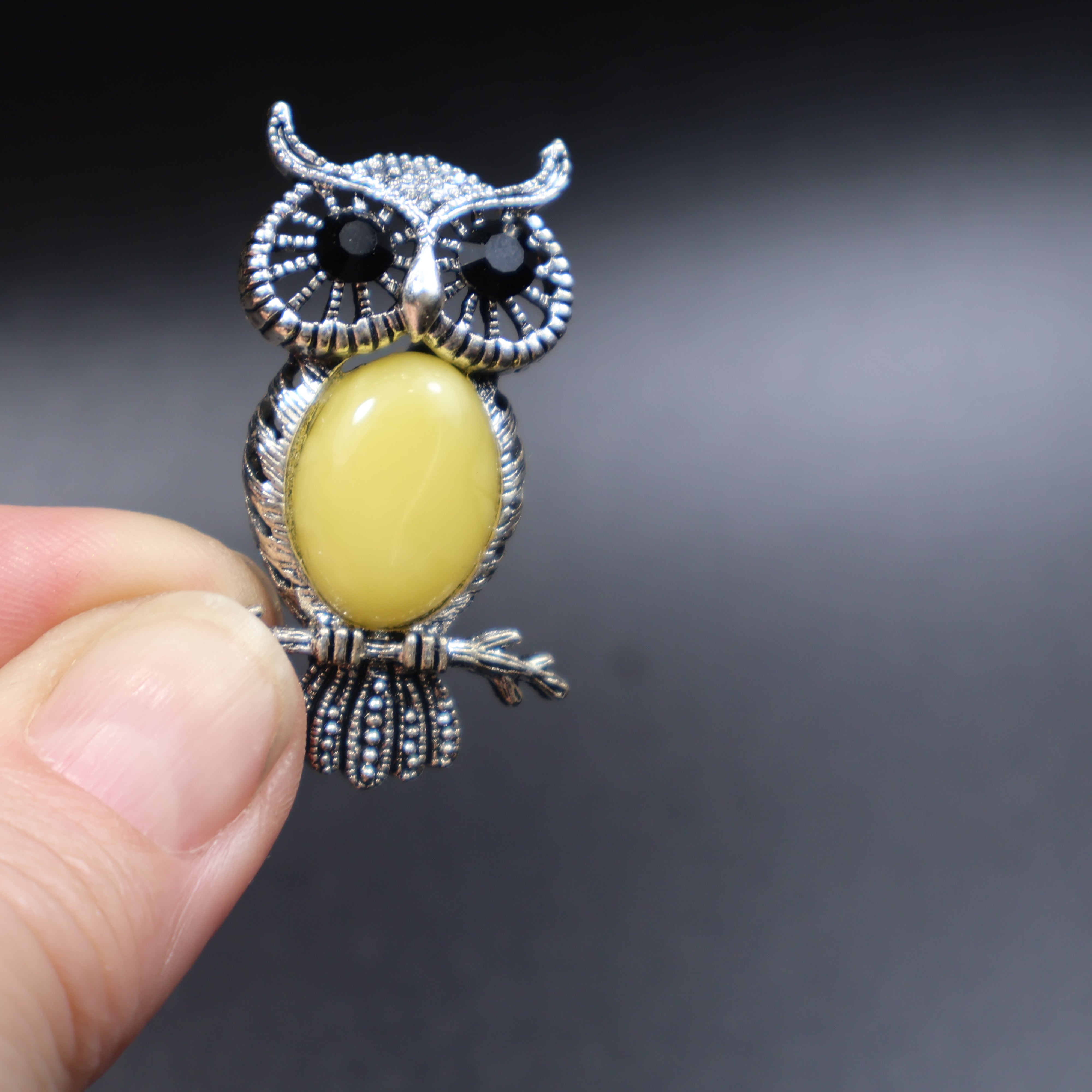 Made in USA Genuine Natural Baltic Amber Owl Brooch KIZIMA®