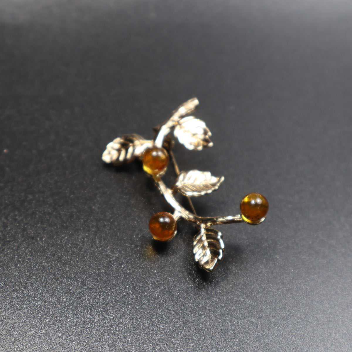 Made in USA Genuine Natural Baltic Amber Brooch Gift by KIZIMA® — handmade amber jewelry, top view
