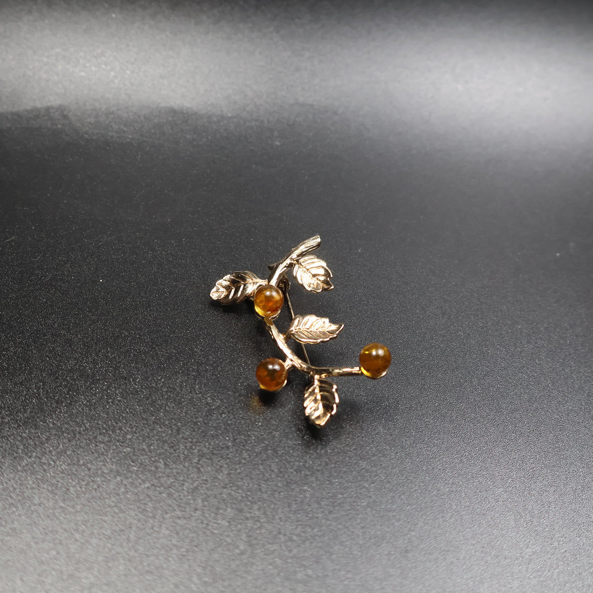 Made in USA Genuine Natural Baltic Amber Brooch Gift by KIZIMA® — handmade amber jewelry, final view