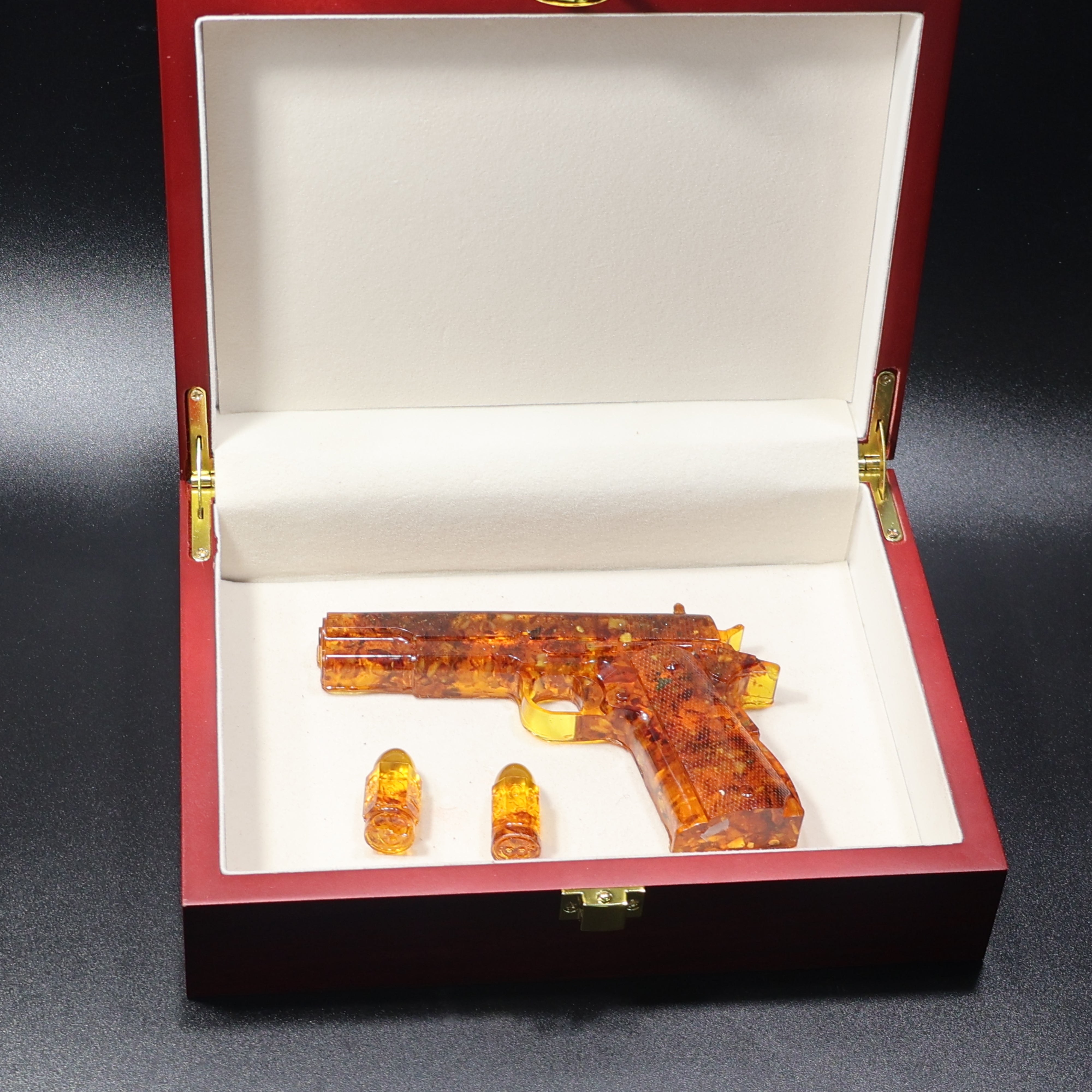 Made in USA Natural Baltic Amber Gun Figurine Collectible Decor KIZIMA®