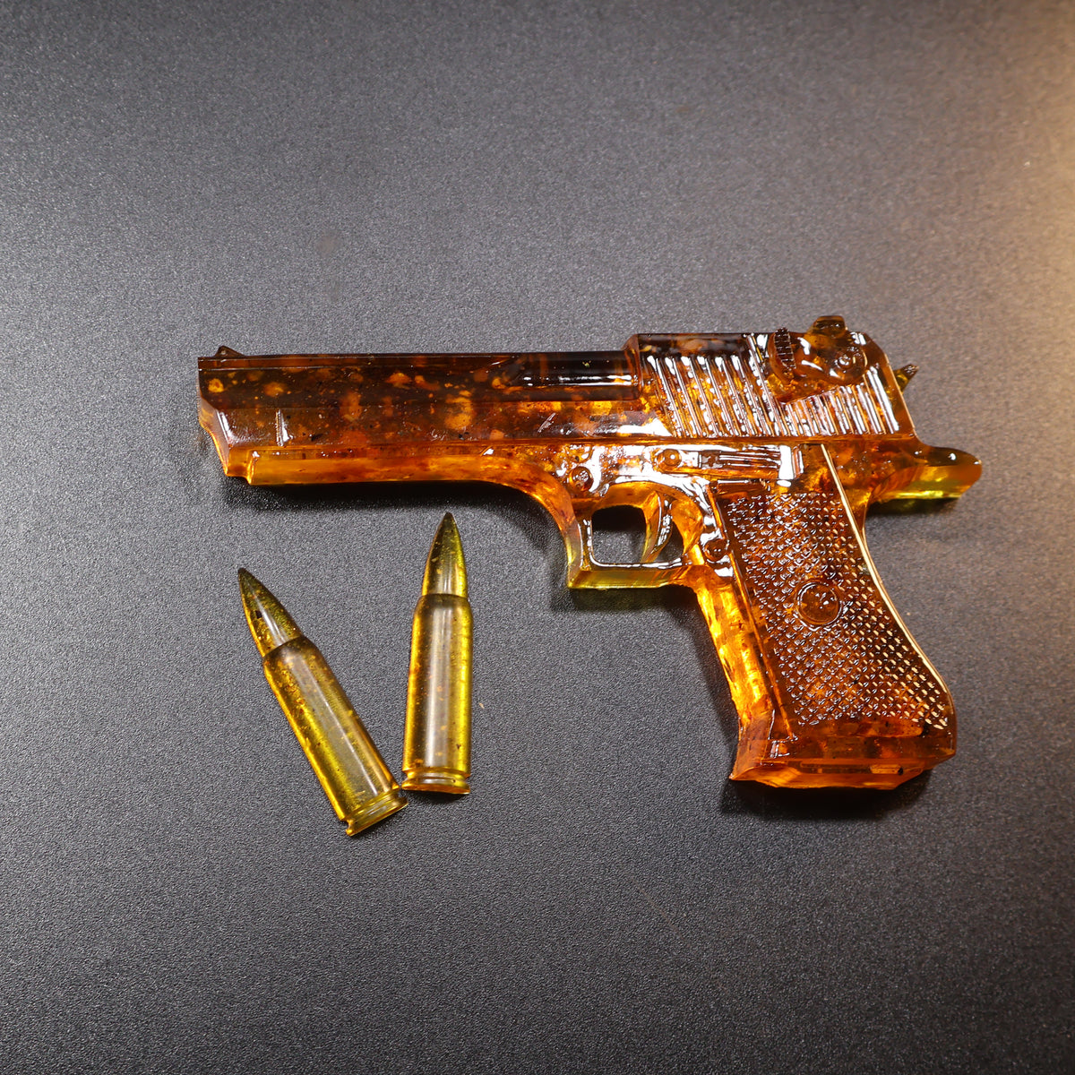 Made in USA Natural Baltic Amber Gun Figurine, Collectible Decor by KIZIMA® — handmade amber pistol sculpture, view 11