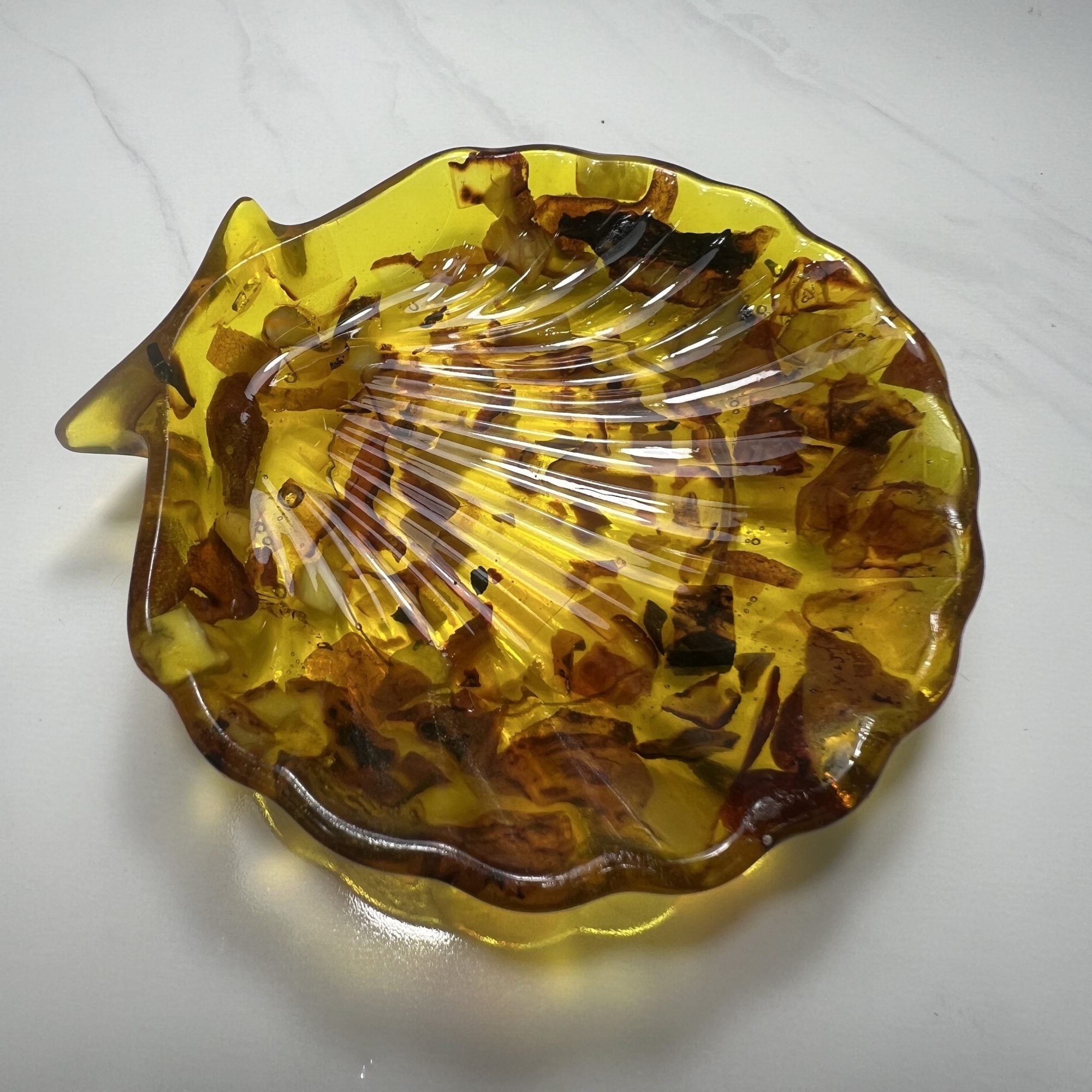 Handmade Plate Decorative Shell with Amber stones Home Decorating gift for Mother's Day