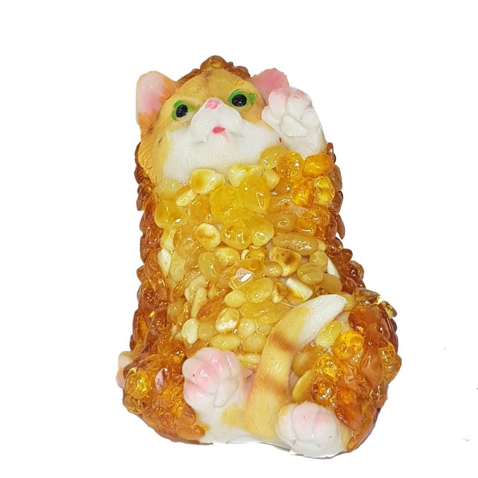 USA Handmade Cat Figurine, Amber Sculpture by KIZIMA, Home Decor