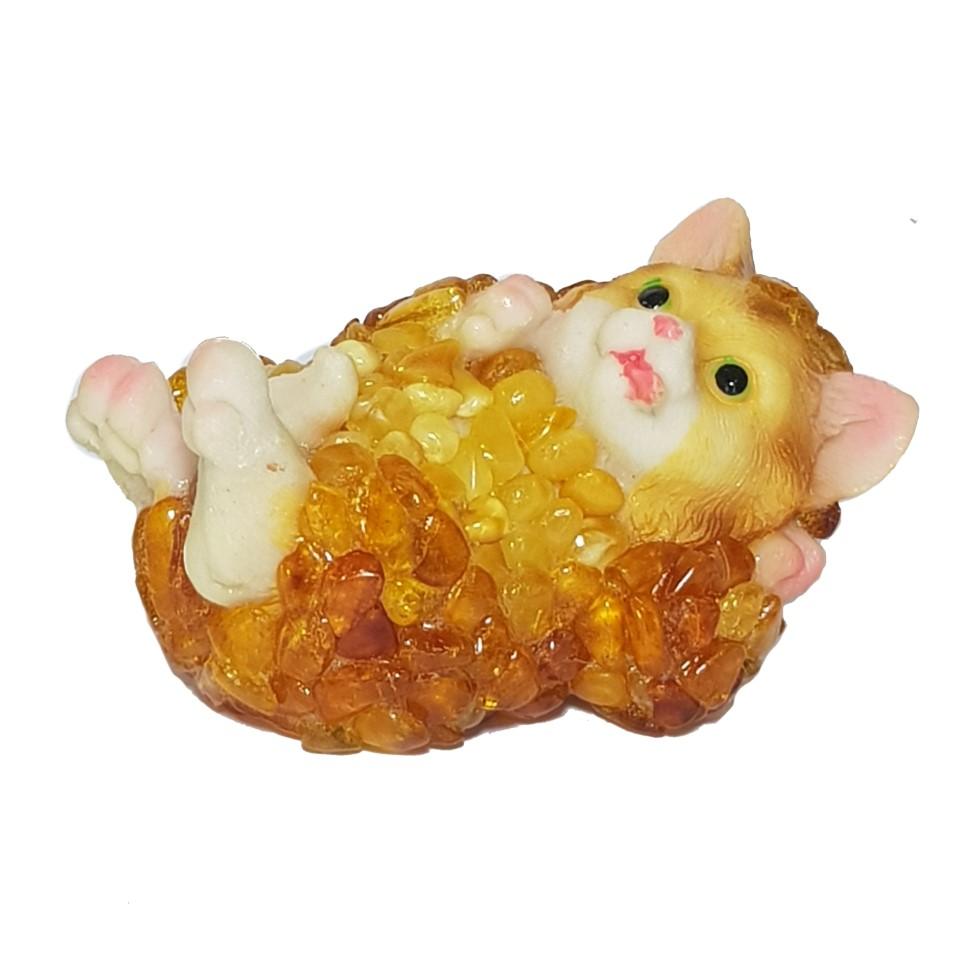 USA Handmade Cat Figurine, Amber Sculpture by KIZIMA, Home Decor