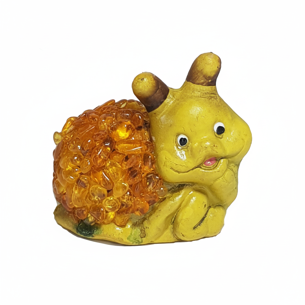 Snail Baltic amber figurine by KIZIMA® — handmade in USA, side view