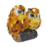 Baltic amber miniature figurine of two owls, handmade by KIZIMA New York
