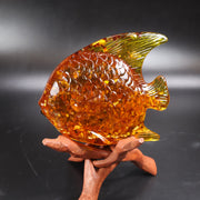 Luxury Baltic Amber Fish Decor on Wooden Stand – Made in New York by KIZIMA