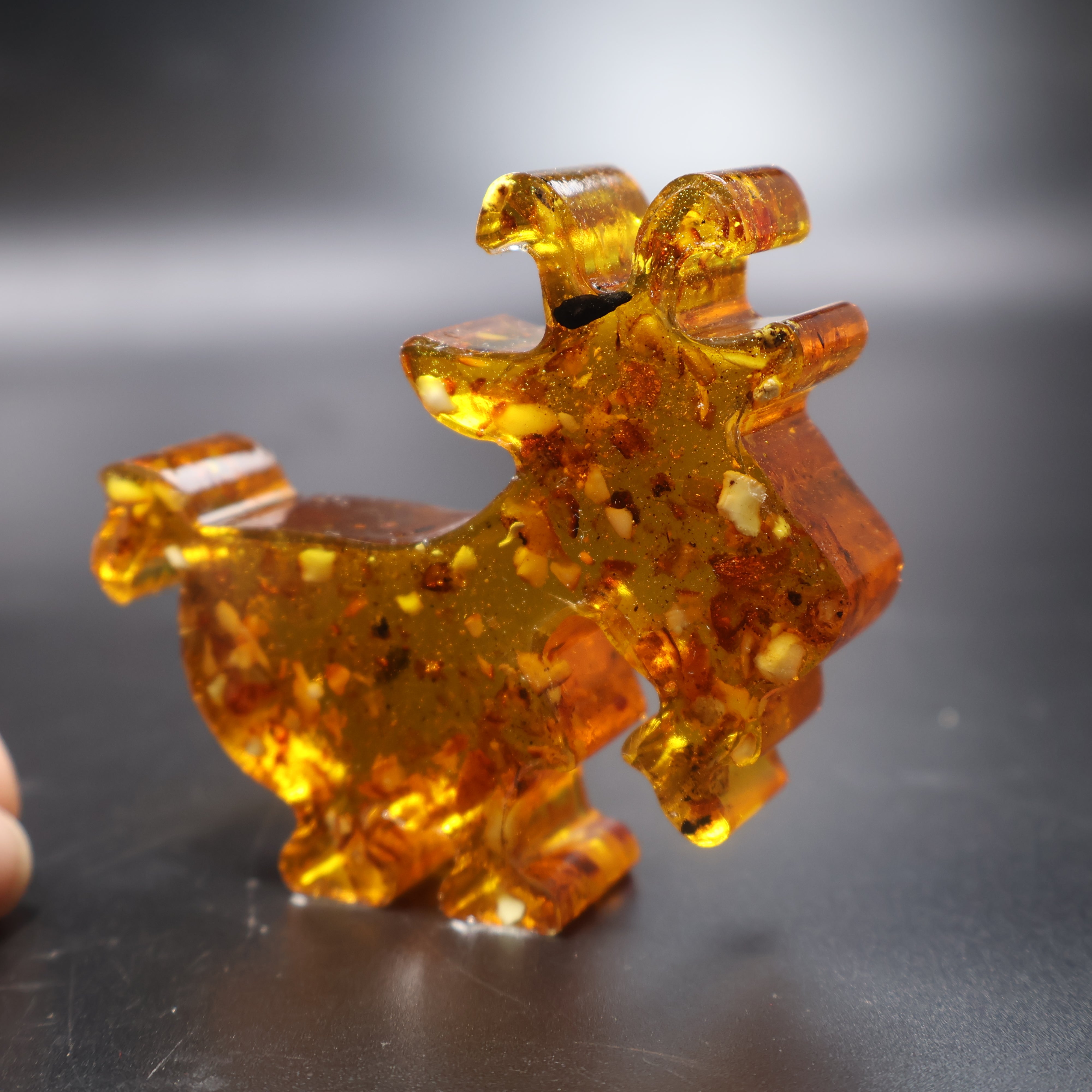 Baltic amber goat figurine Christmas nativity decor KIZIMA back view