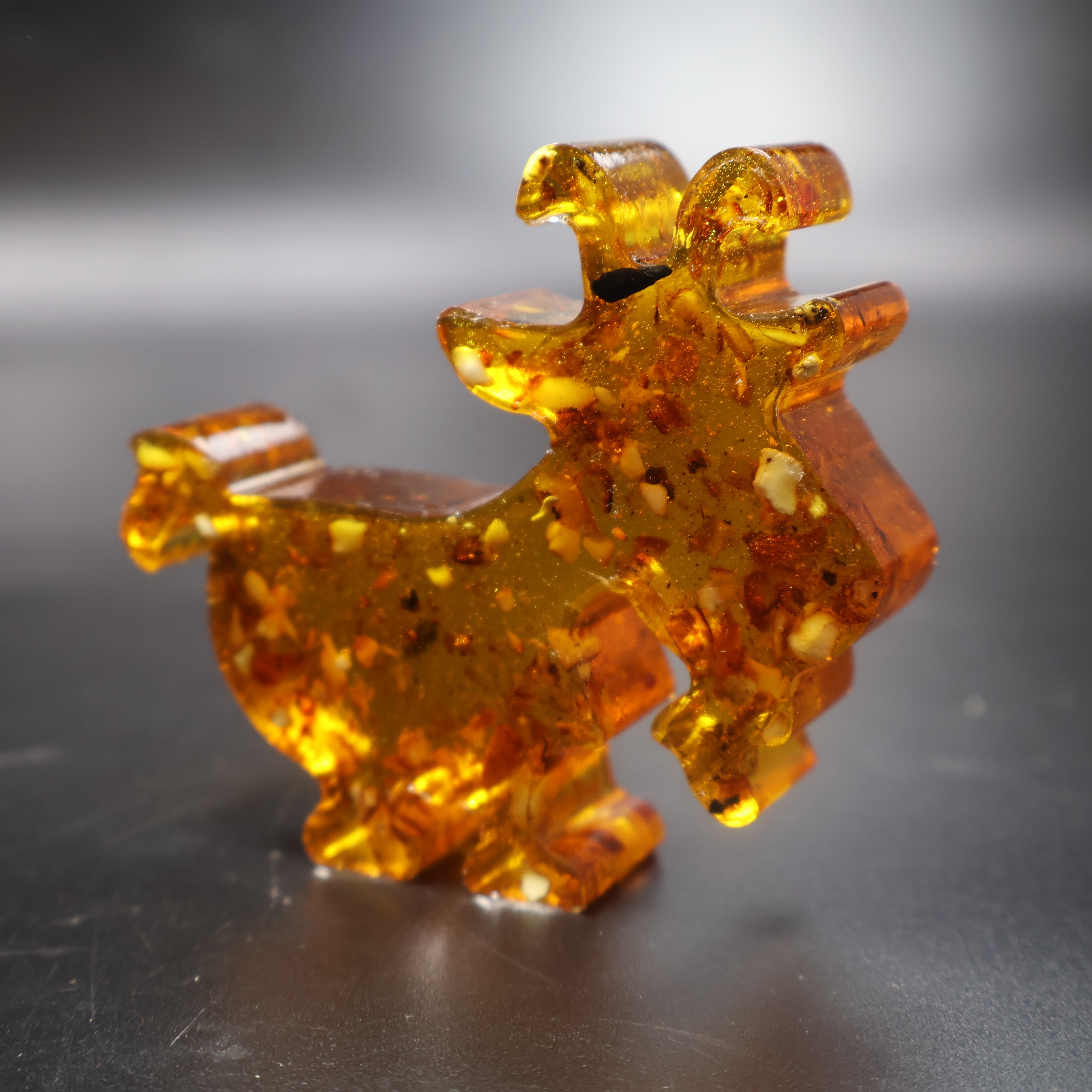 Amber goat figurine collectible holiday decor made in USA