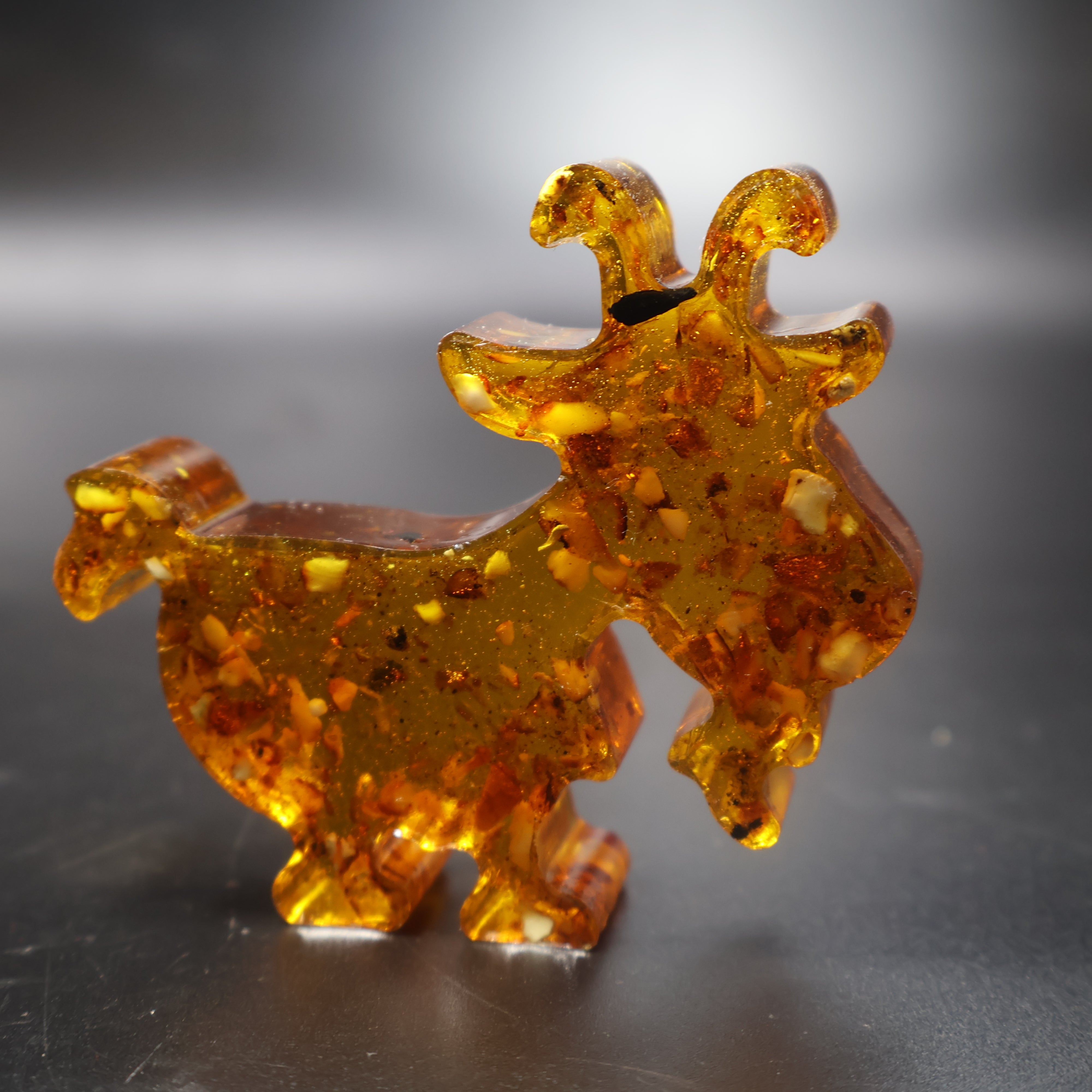 Natural Baltic amber goat silhouette sculpture Christmas gift KIZIMA