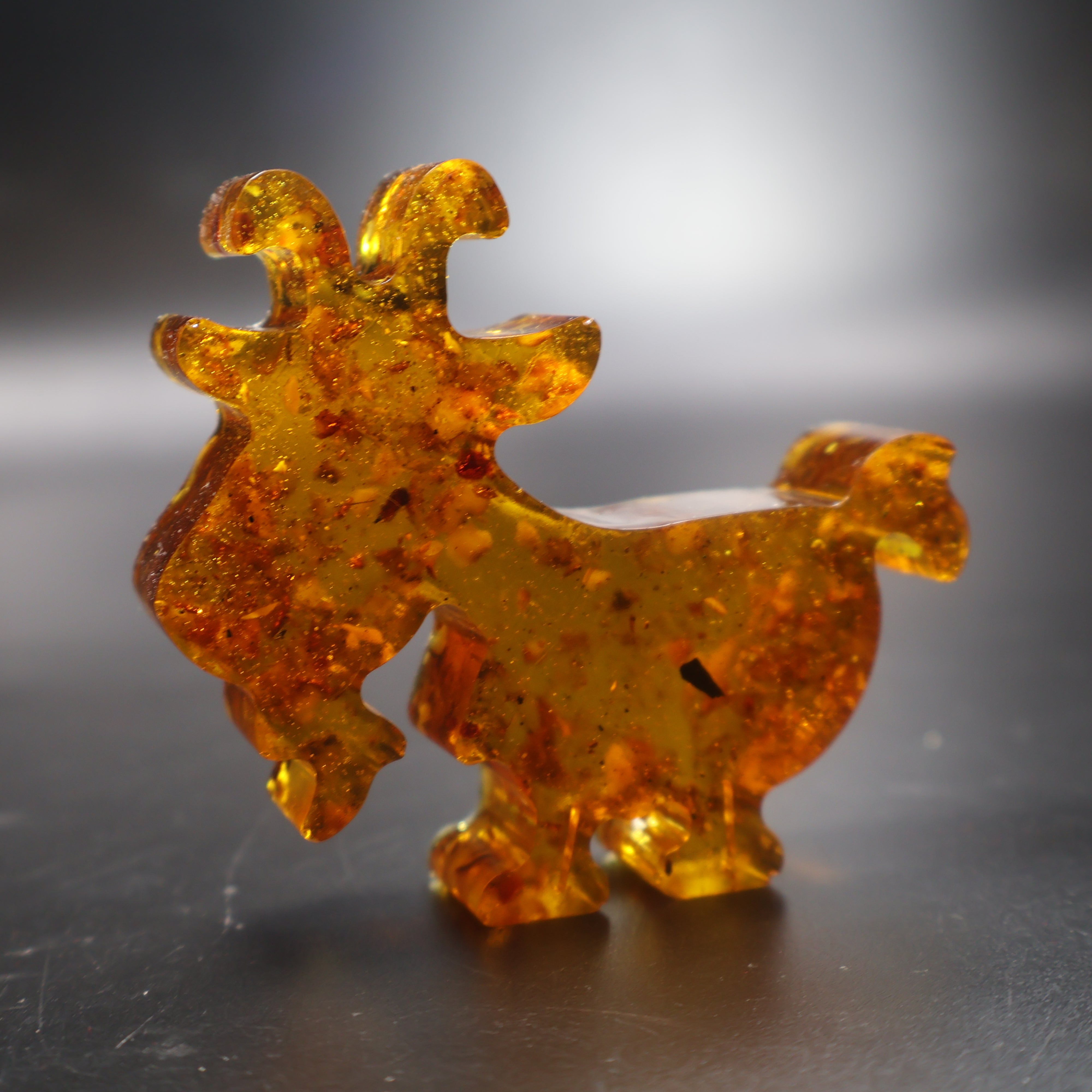 Baltic amber goat figurine Capricorn December birthday gift KIZIMA