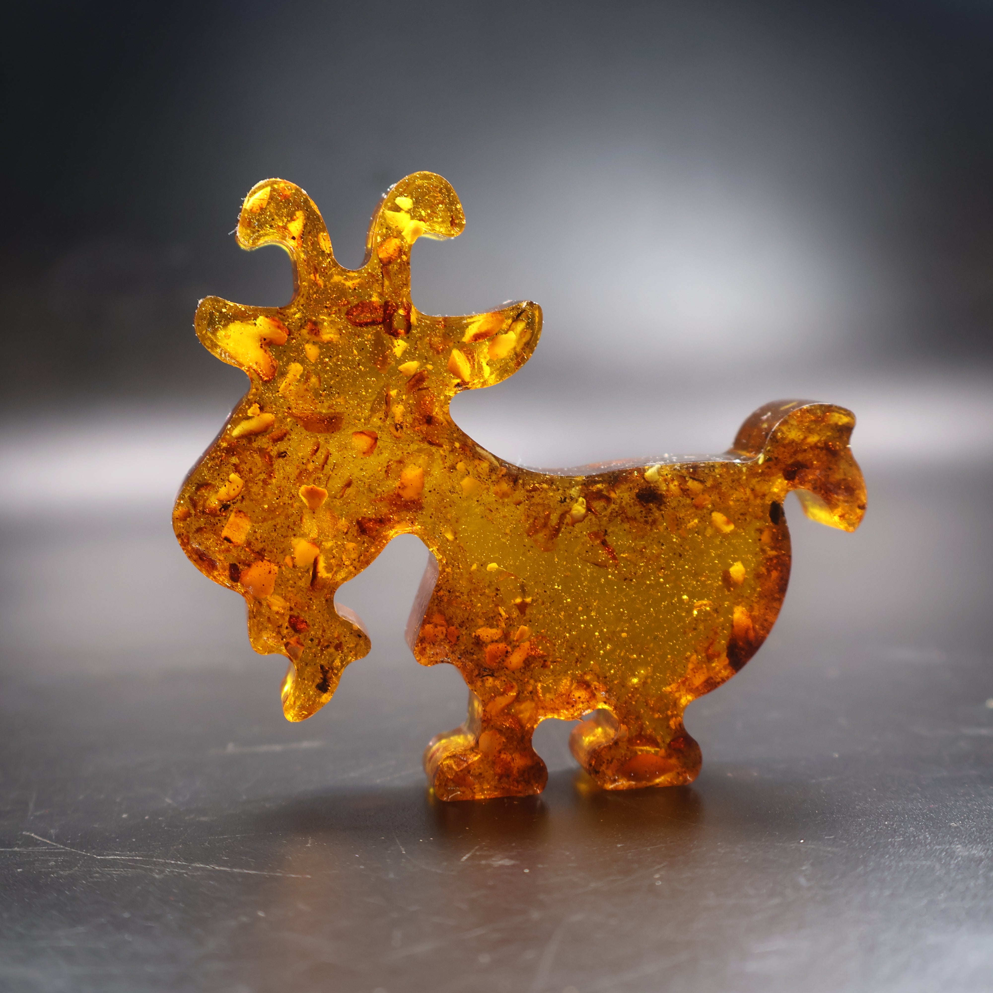 Made in USA amber goat figurine holiday gift close up detail