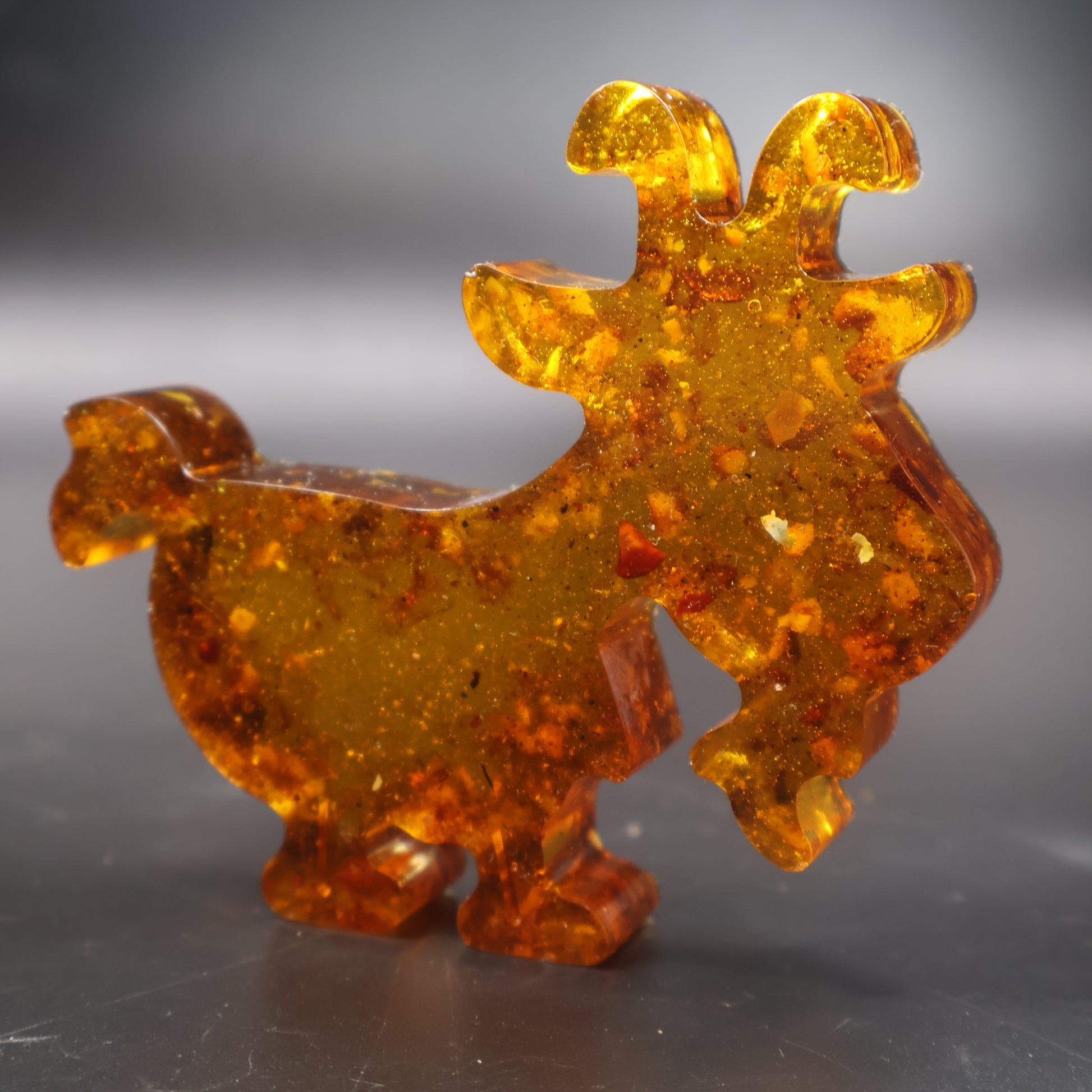 Amber goat figurine handmade Christmas collectible Brooklyn New York