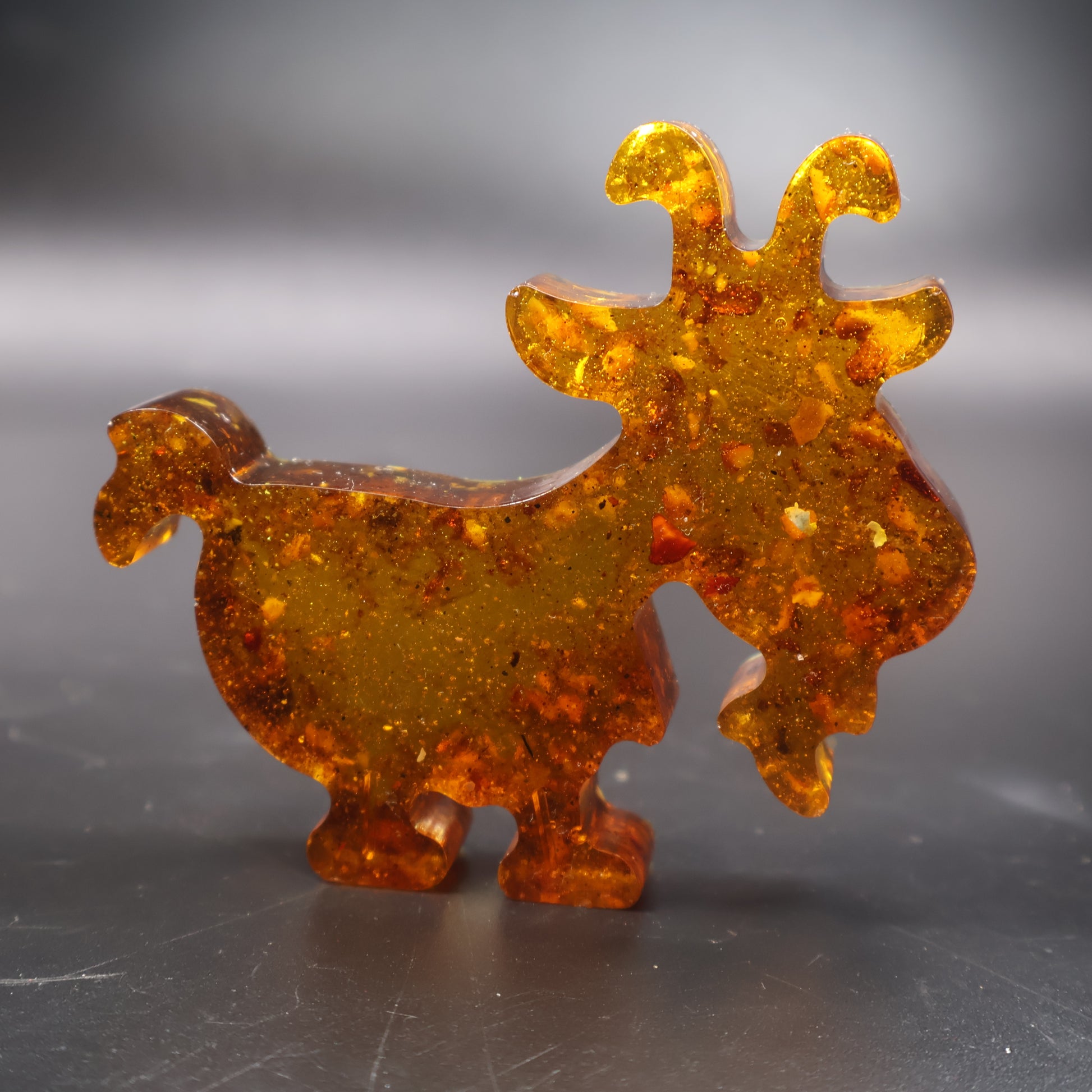 Baltic amber goat figurine luxury Christmas gift KIZIMA angle view
